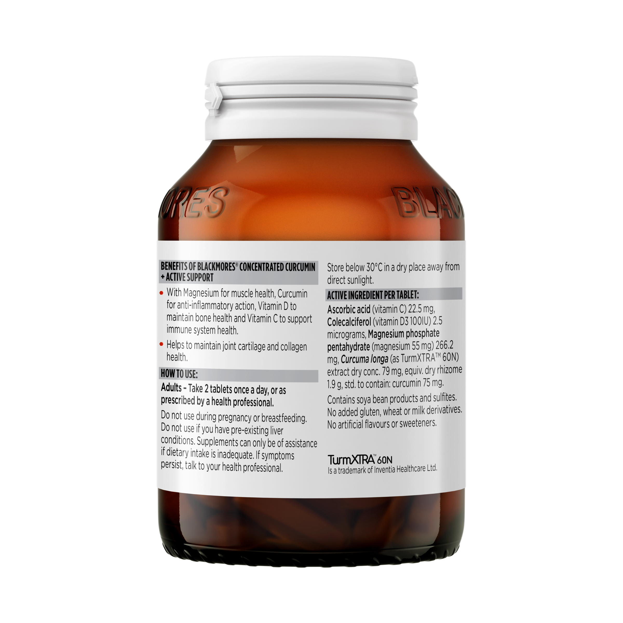 Blackmores Concentrated Curcumin + Active Support 120 tablets - Image 2