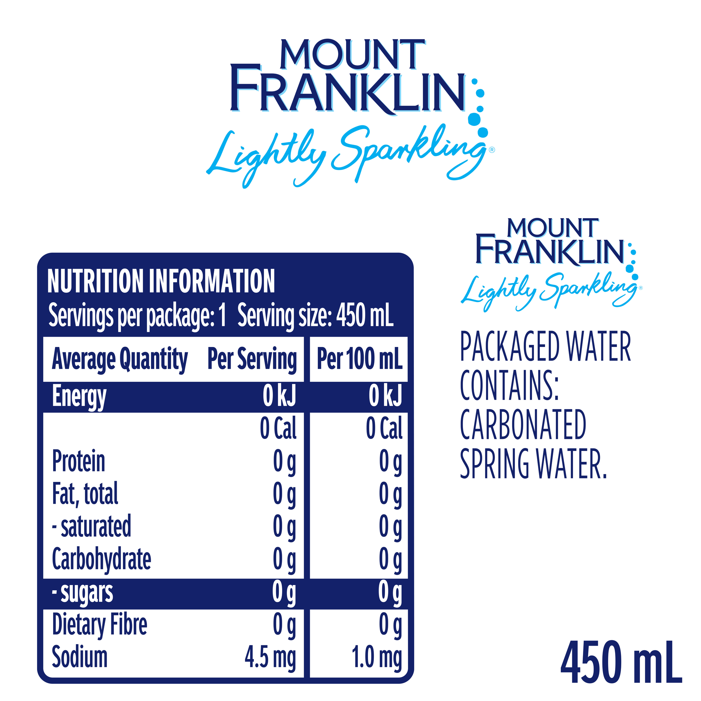 Mount Franklin Lightly Sparkling Mineral Water 450ml - Image 2