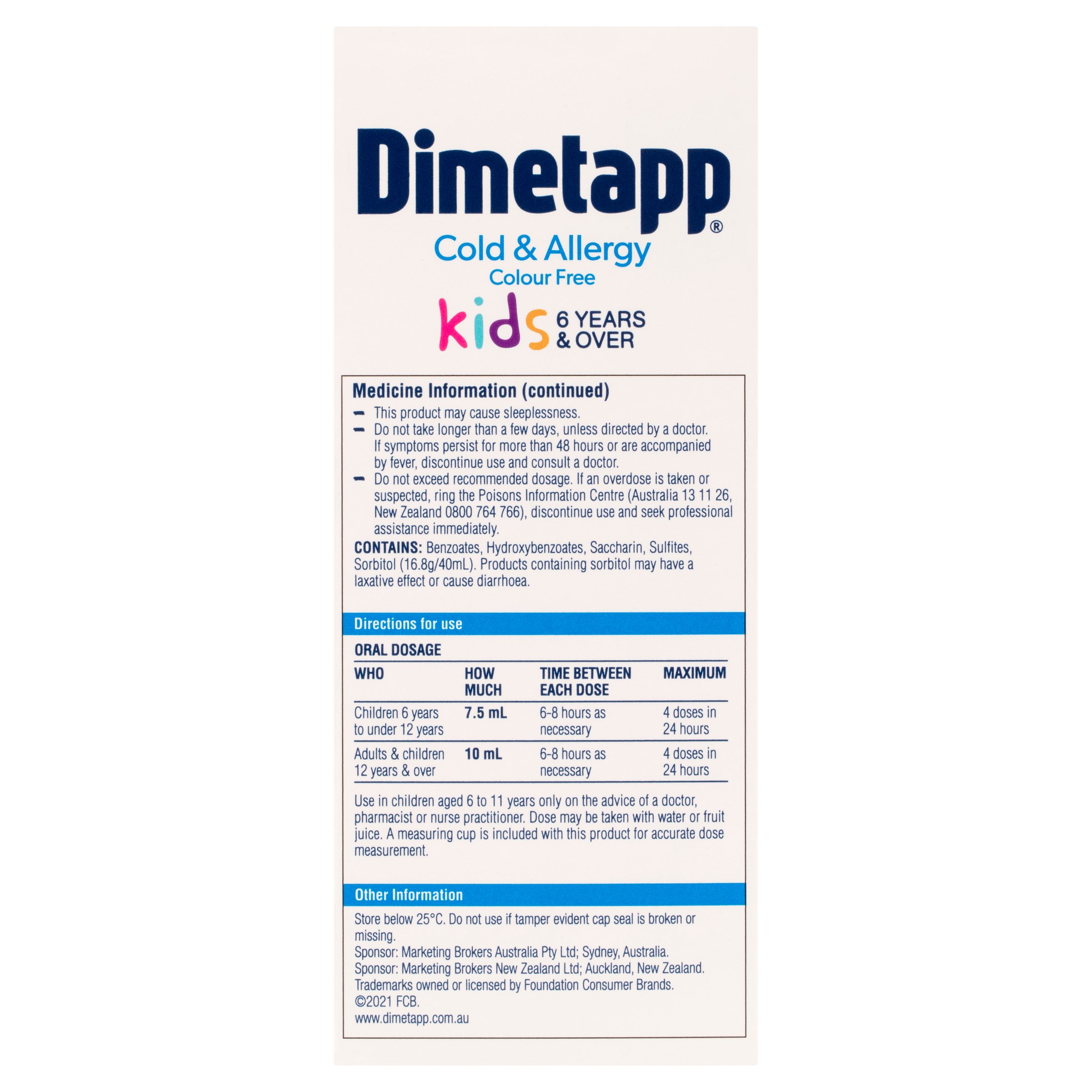 Cold & Allergy Kids 6yrs+ Colour Free 200mL - Image 2