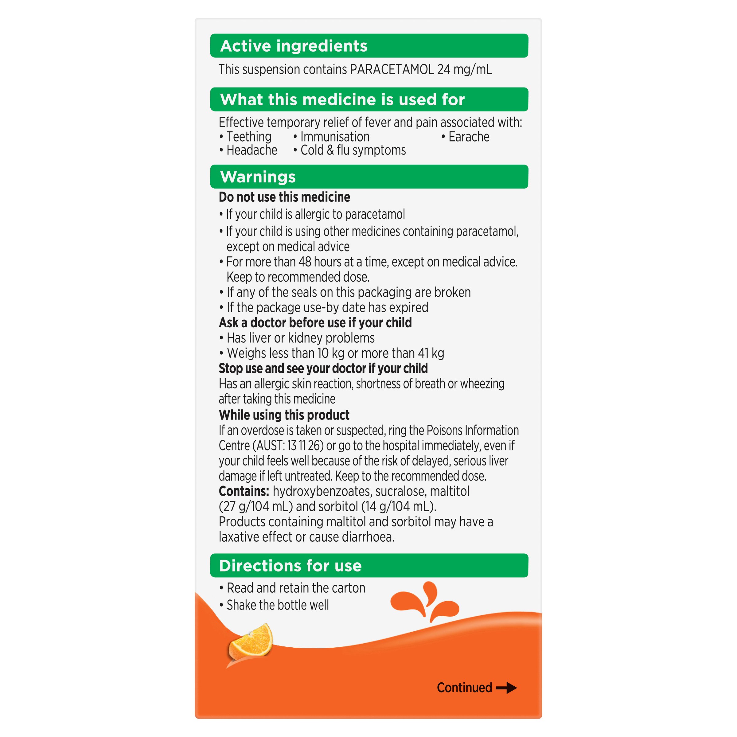 Panadol Children 1-5 Years Colourfree Suspension Orange Flavour 200ml - Image 4