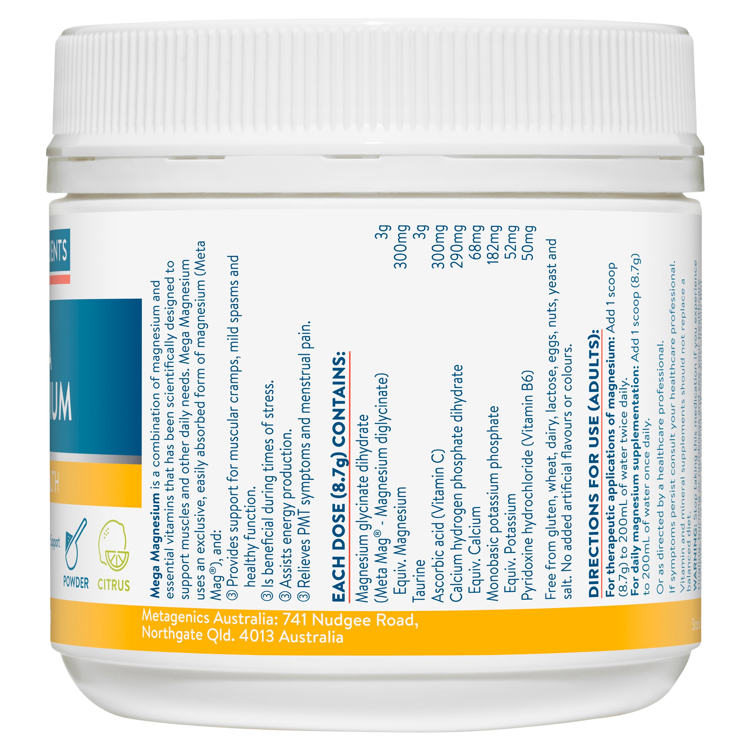 Ethical Nutrients Mega Magnesium Powder Citrus 200g - Image 4