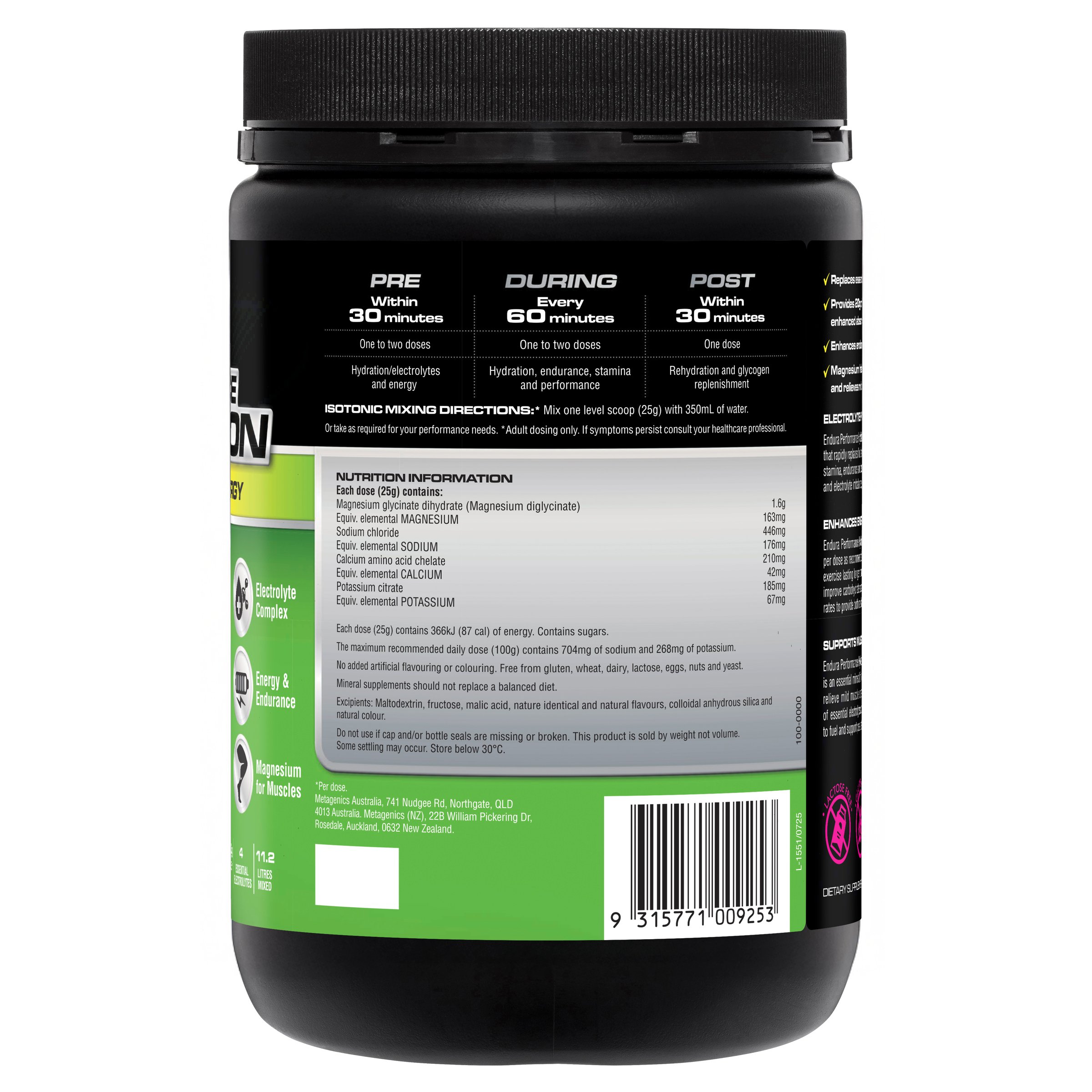 Endura Rehydration Performance Fuel Lemon Lime 800g - Image 2