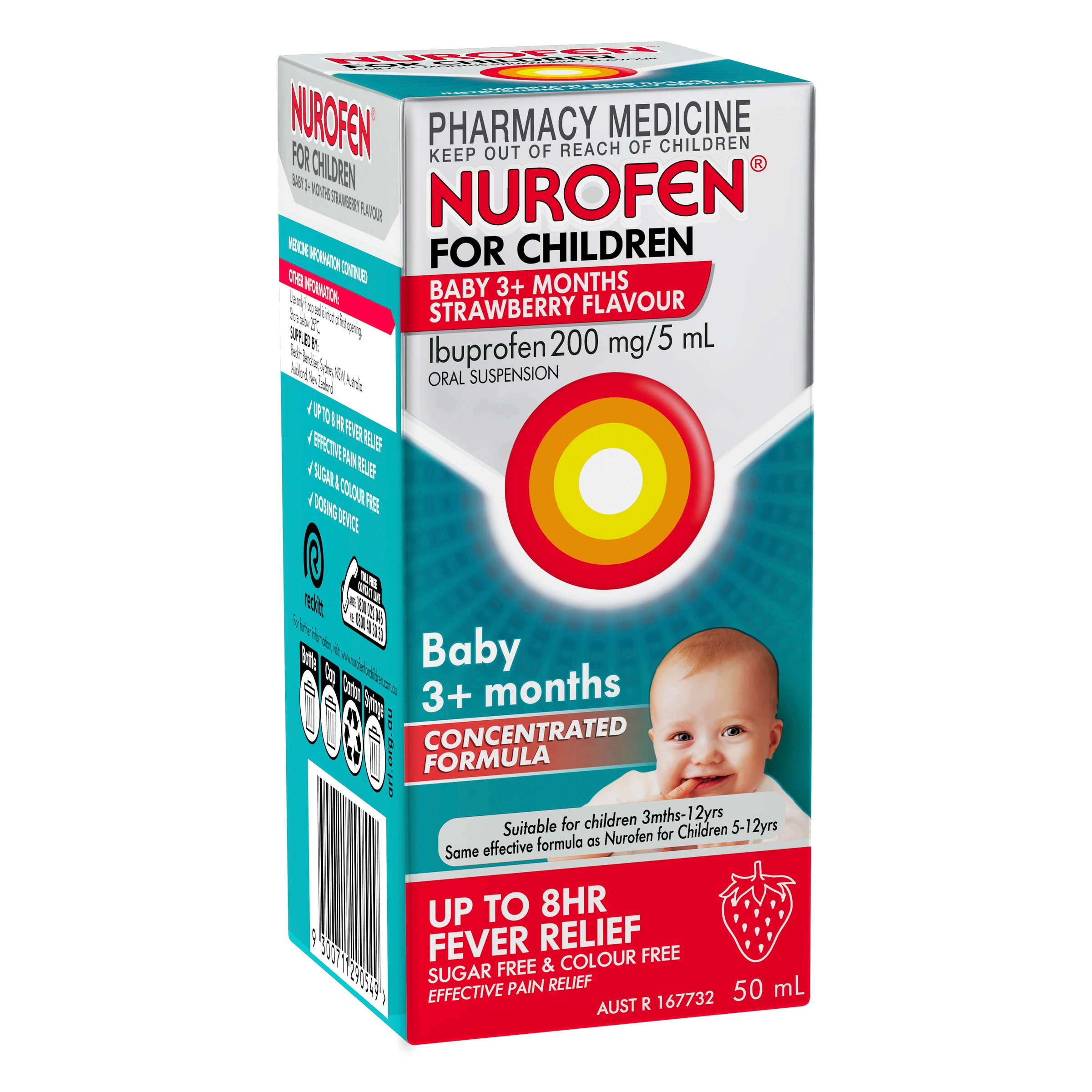 Nurofen for Children 3+ Months Pain And Fever Relief 200mg/5ml Strawberry 50ml - Image 9