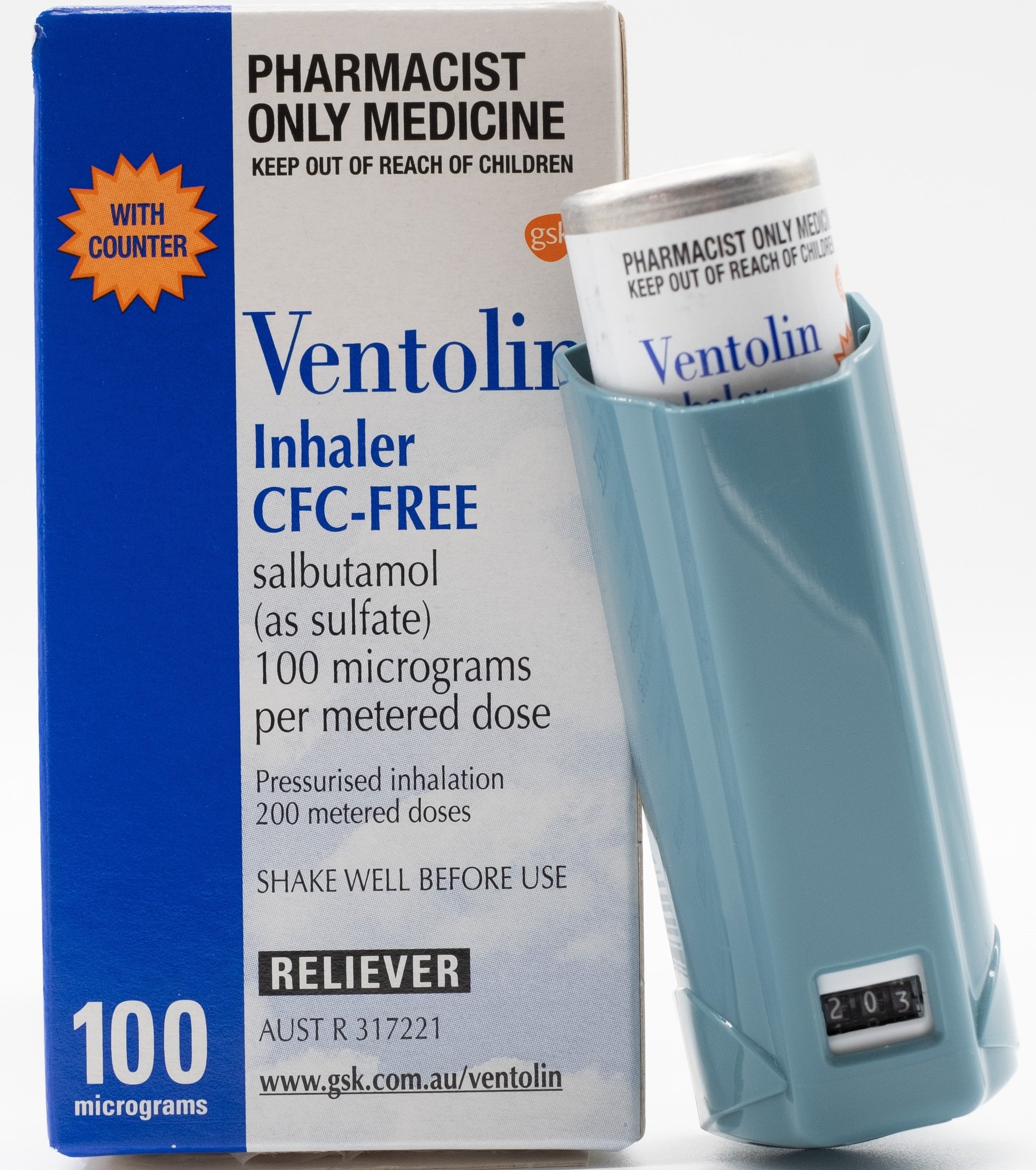 Ventolin Inhaler with Dose Counter 100mcg - 200 doses