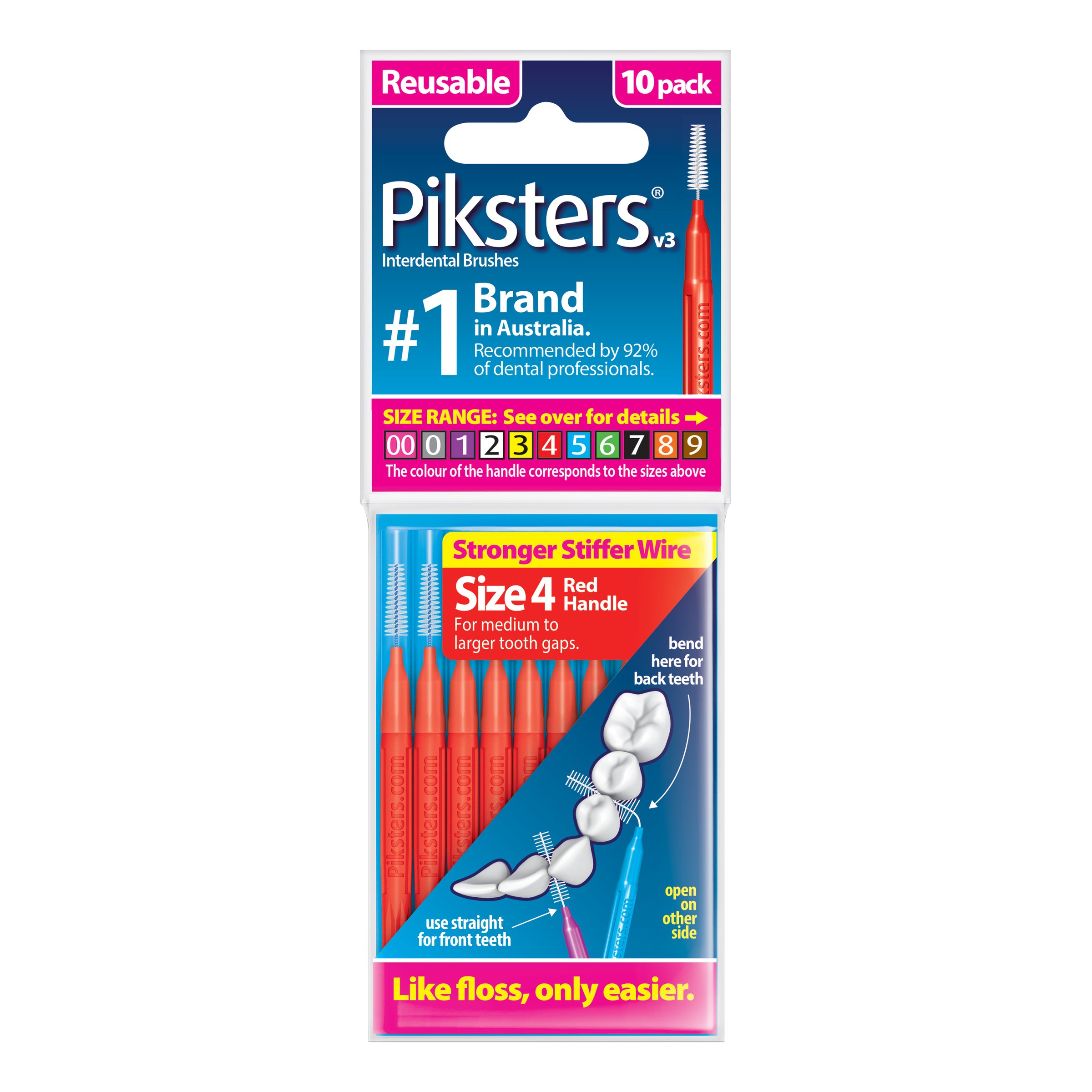 Piksters Interdental Brush Size 4 Red 10 pack - Image 1