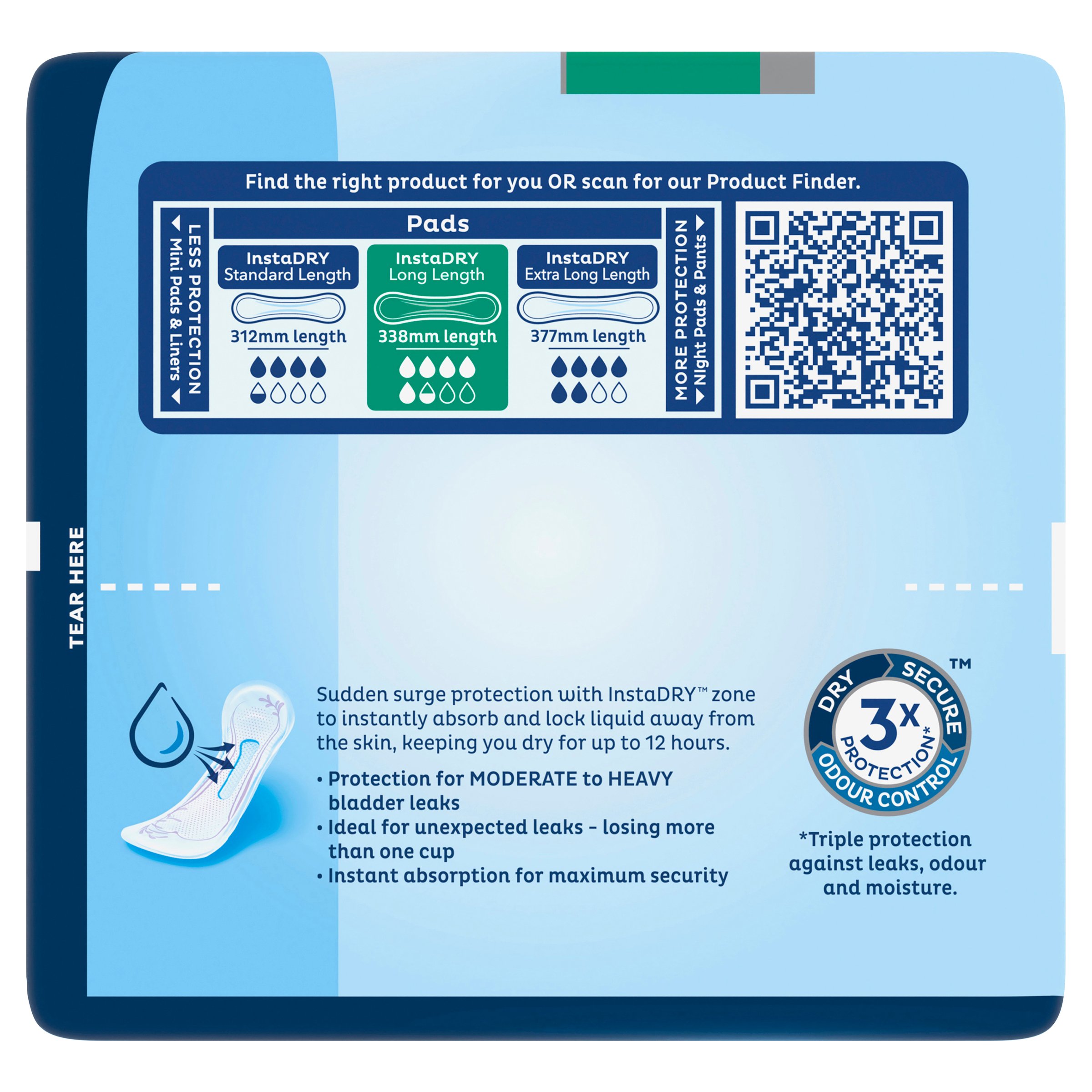 Tena Pads InstaDry Long Length 8 pack - Image 3