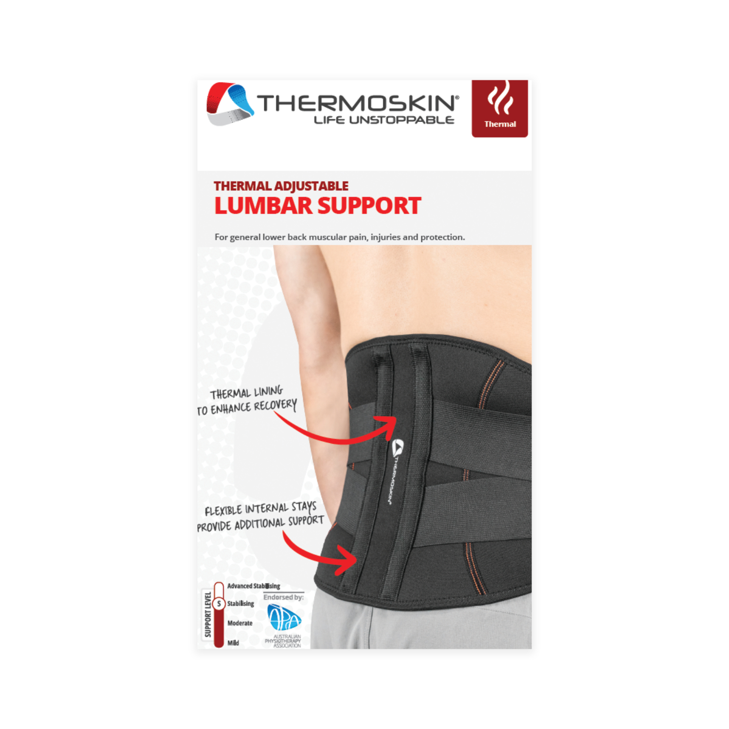 Thermoskin Thermal Lumbar Support Black L/XL 1 unit - Image 1