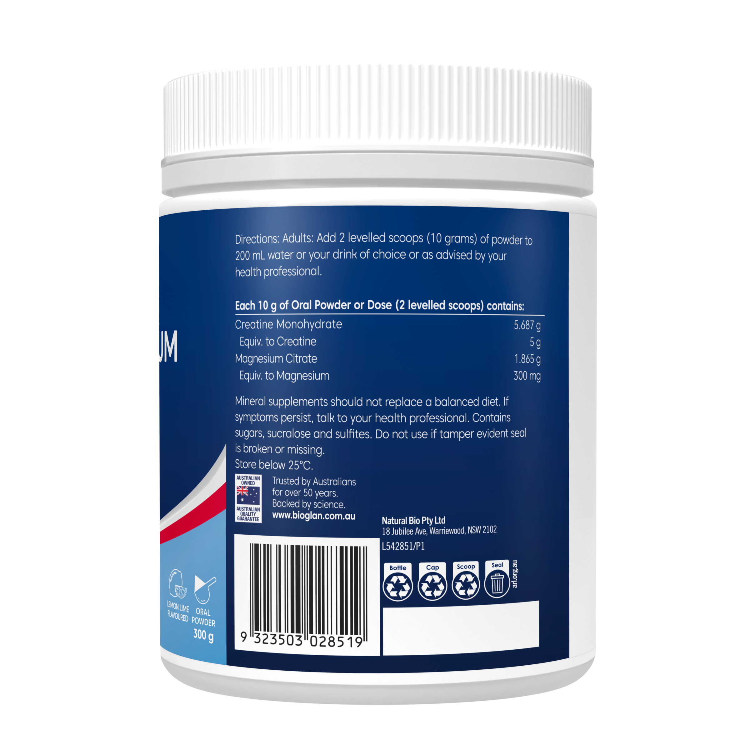 Bioglan Active Magnesium + Creatine 300g - Image 3