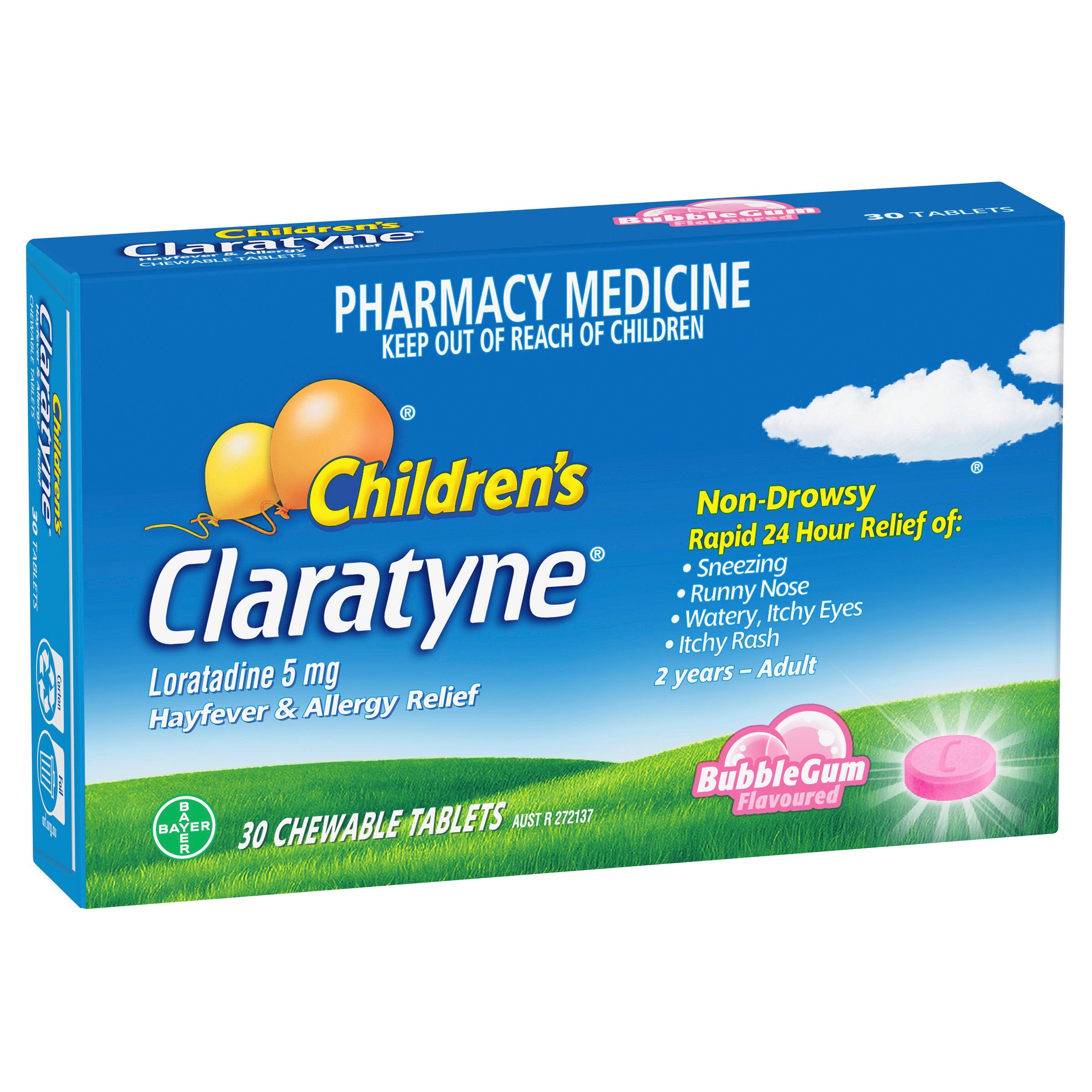 Claratyne Children's Hayfever & Allergy Relief Bubblegum 30 chewable tablets - Image 9