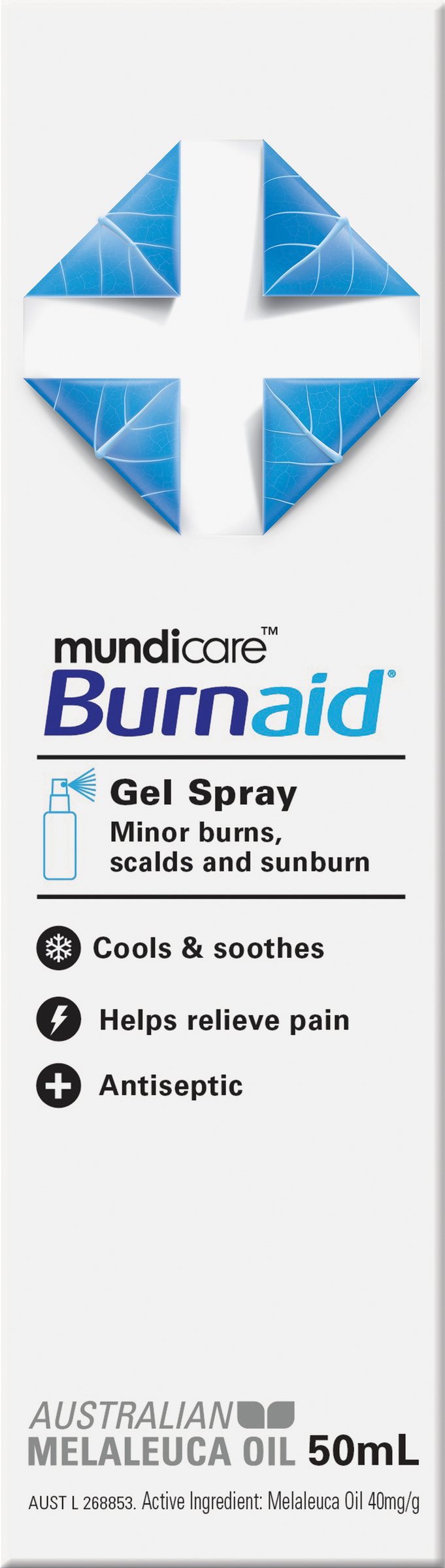 Mundicare Burnaid Burn Gel Spray 50ml
