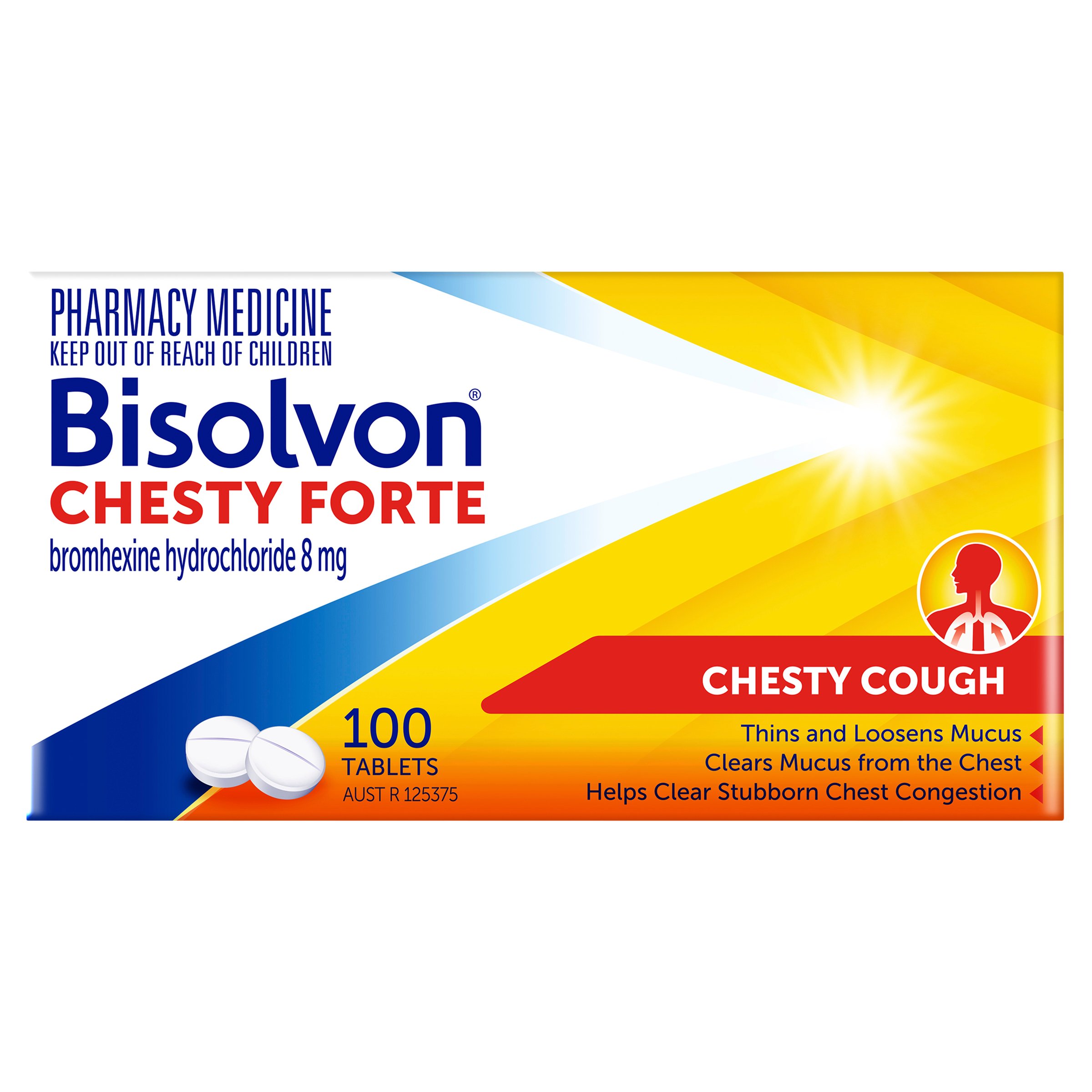 Bisolvon Chesty Forte 8mg - 100 tablets - Image 1