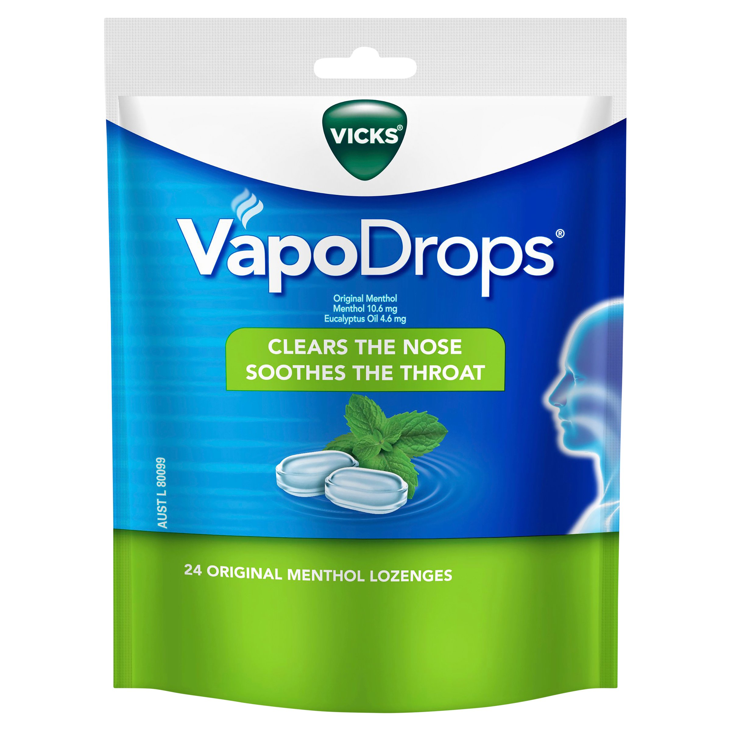 Vicks VapoDrops Original Menthol 24 lozenges - Image 1