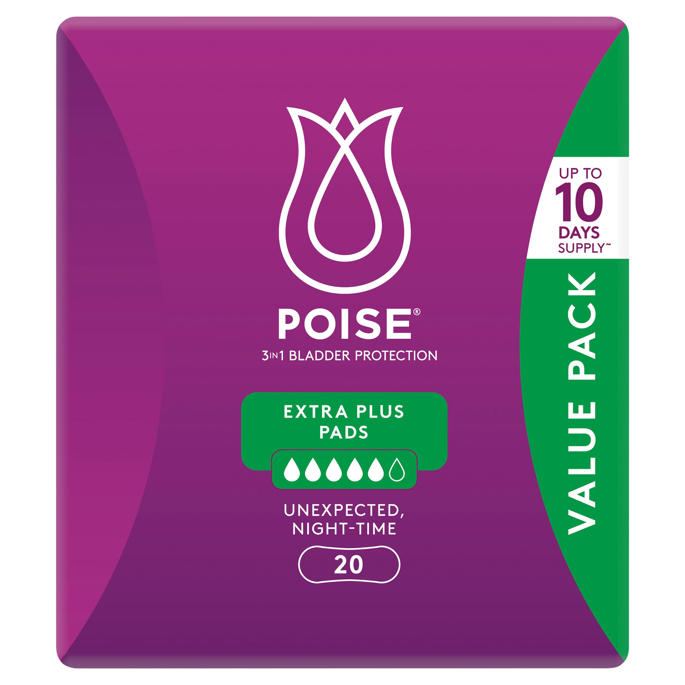 Poise Pads Extra Plus 20 pack - Image 1