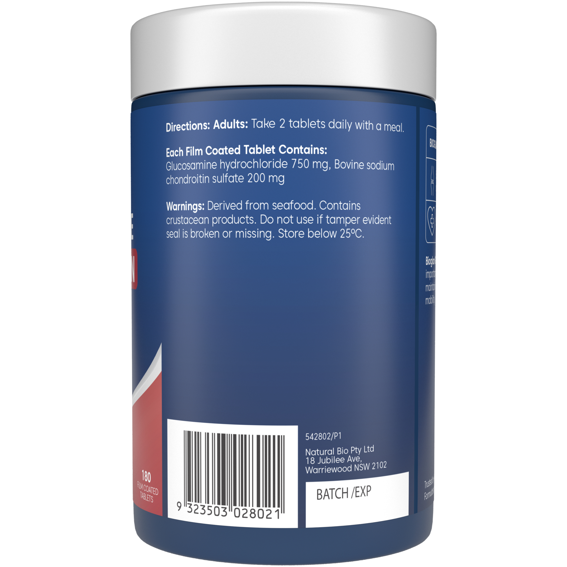 Bioglan Glucosamine + Chondroitin 180 tablets - Image 2