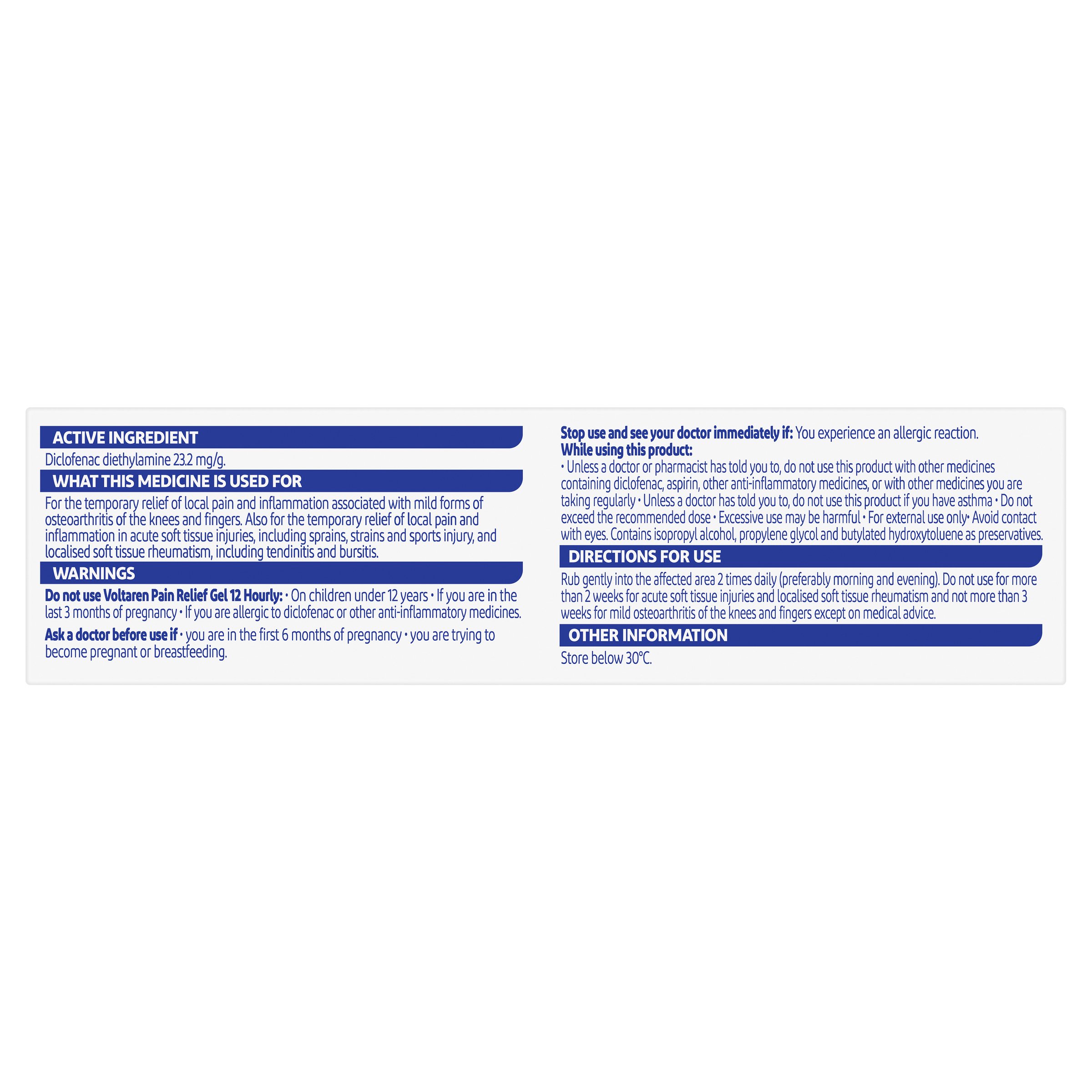 Voltaren Pain Relief Gel 12 Hour 30g - Image 2
