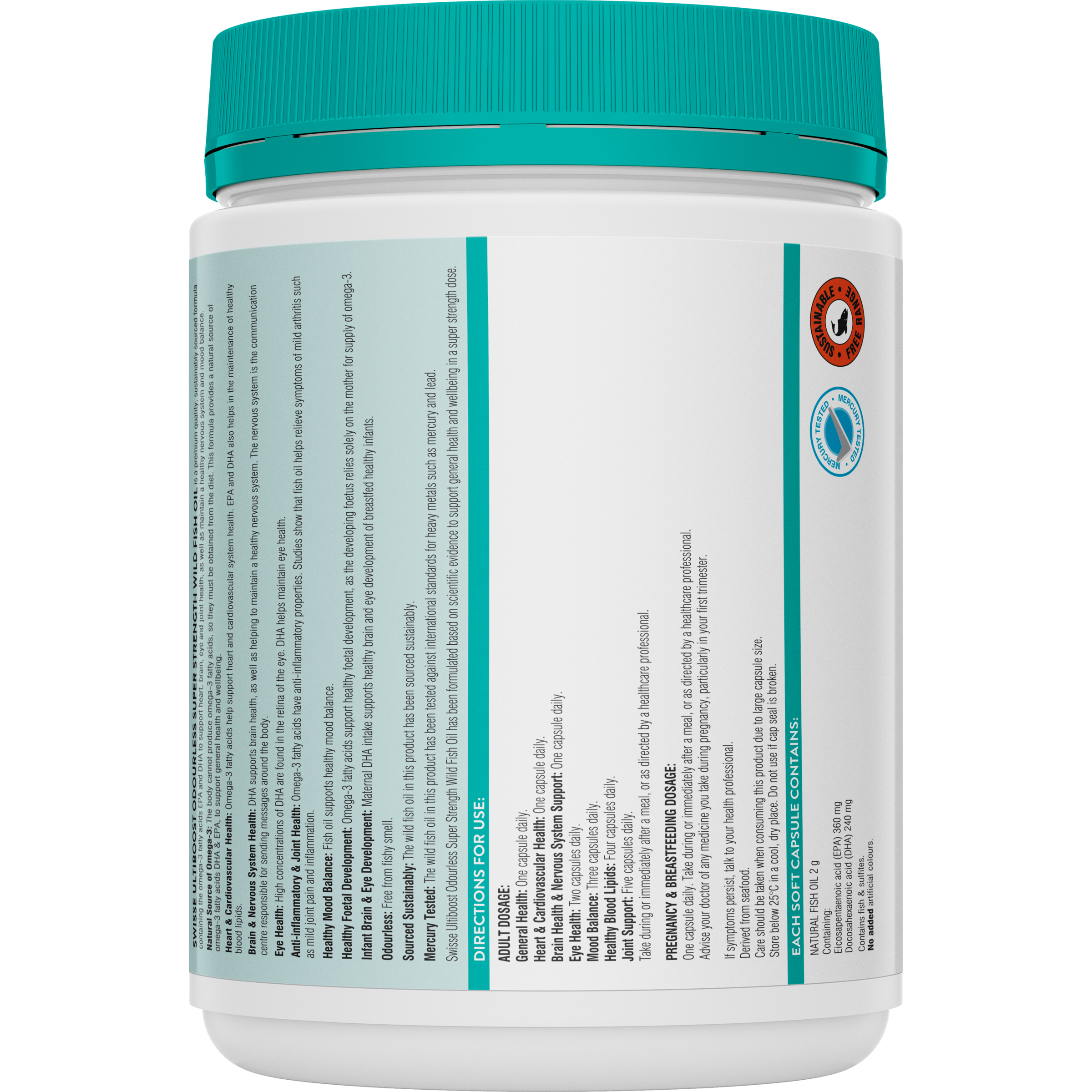 Swisse Ultiboost Odourless Super Strength Wild Fish Oil 2000mg - 200 capsules - Image 2