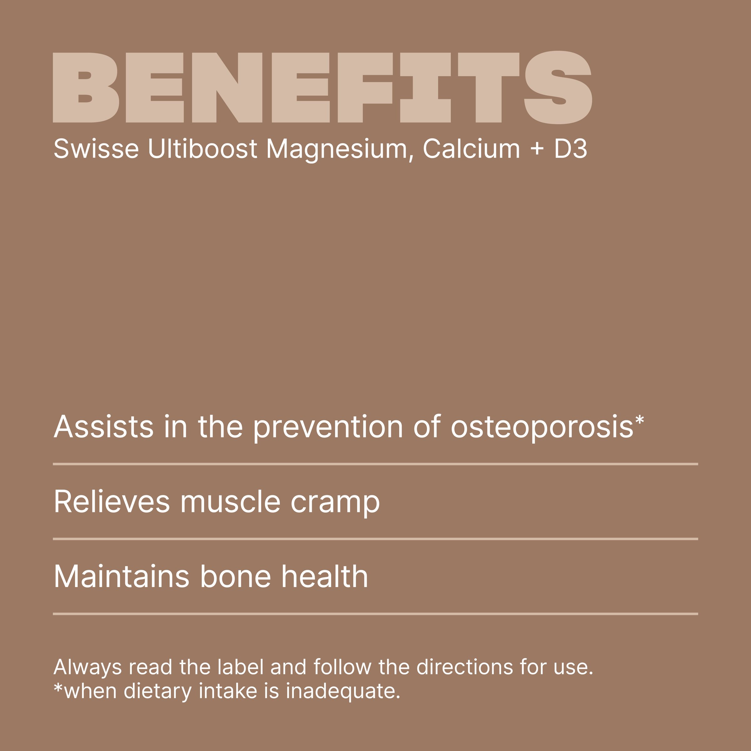 Swisse Ultiboost Magnesium, Calcium + Vitamin D3 - 120 tablets - Image 4