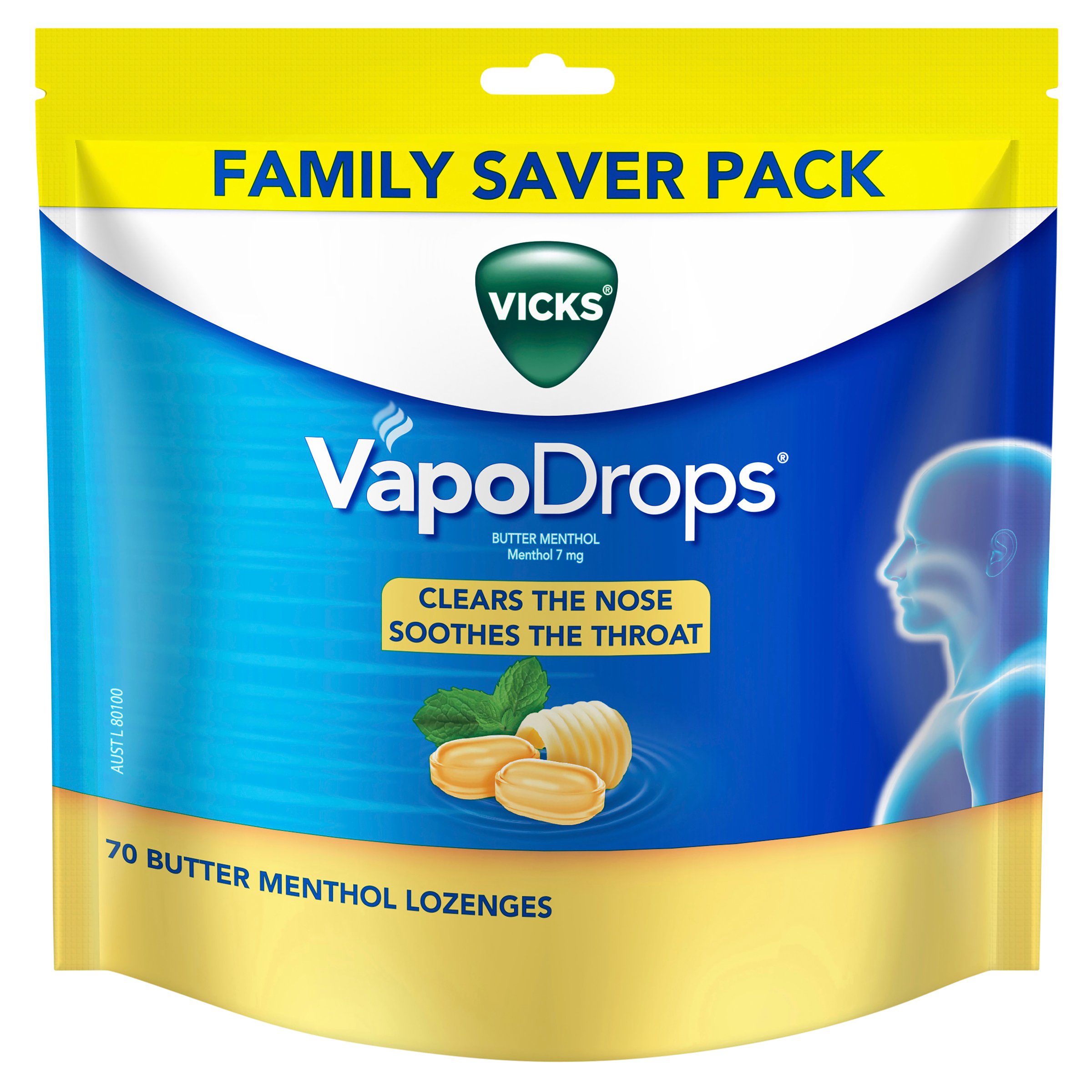 Vicks VapoDrops Butter Menthol 70 pack - Image 1