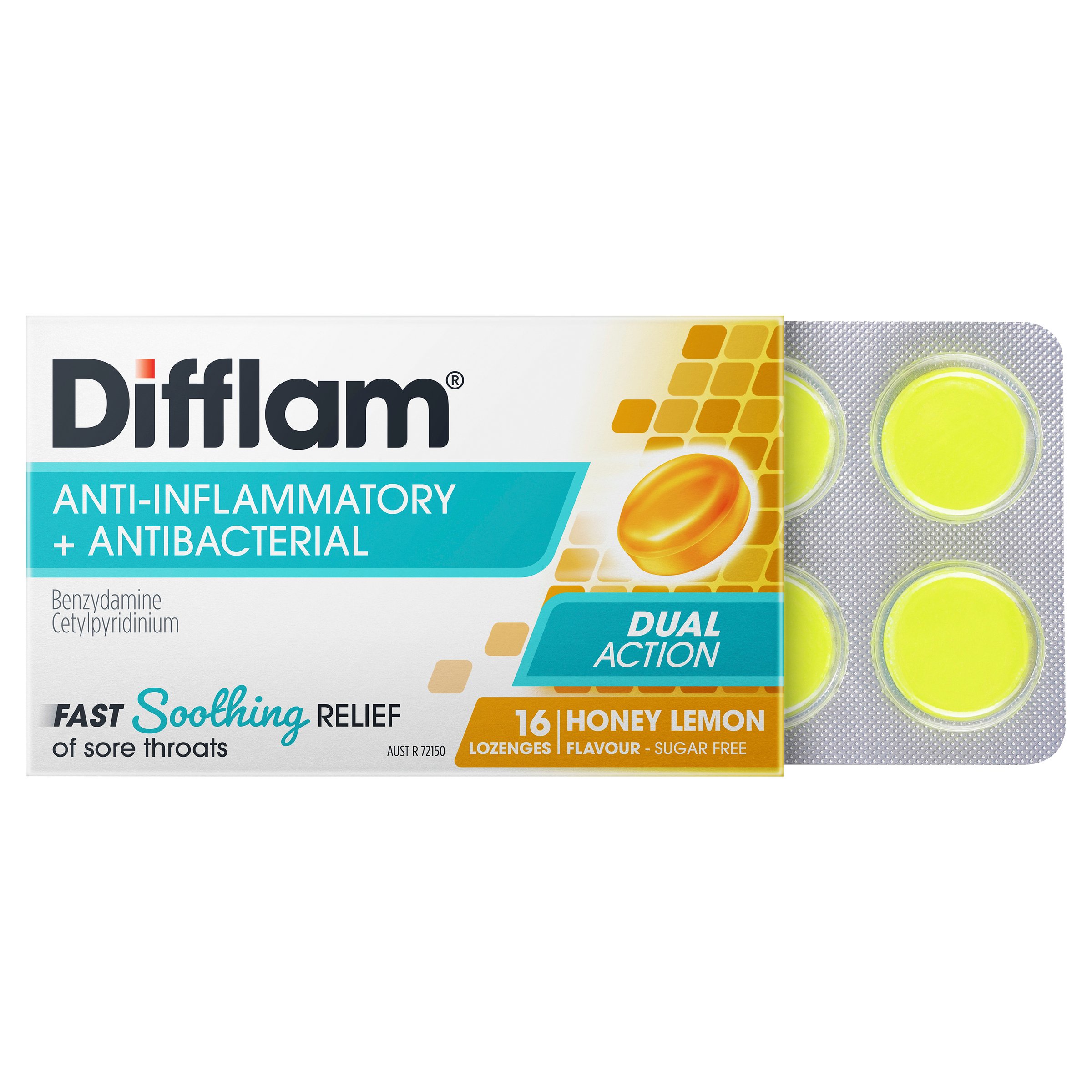 Difflam Honey Lemon Sugar Free 16 lozenges - Image 5