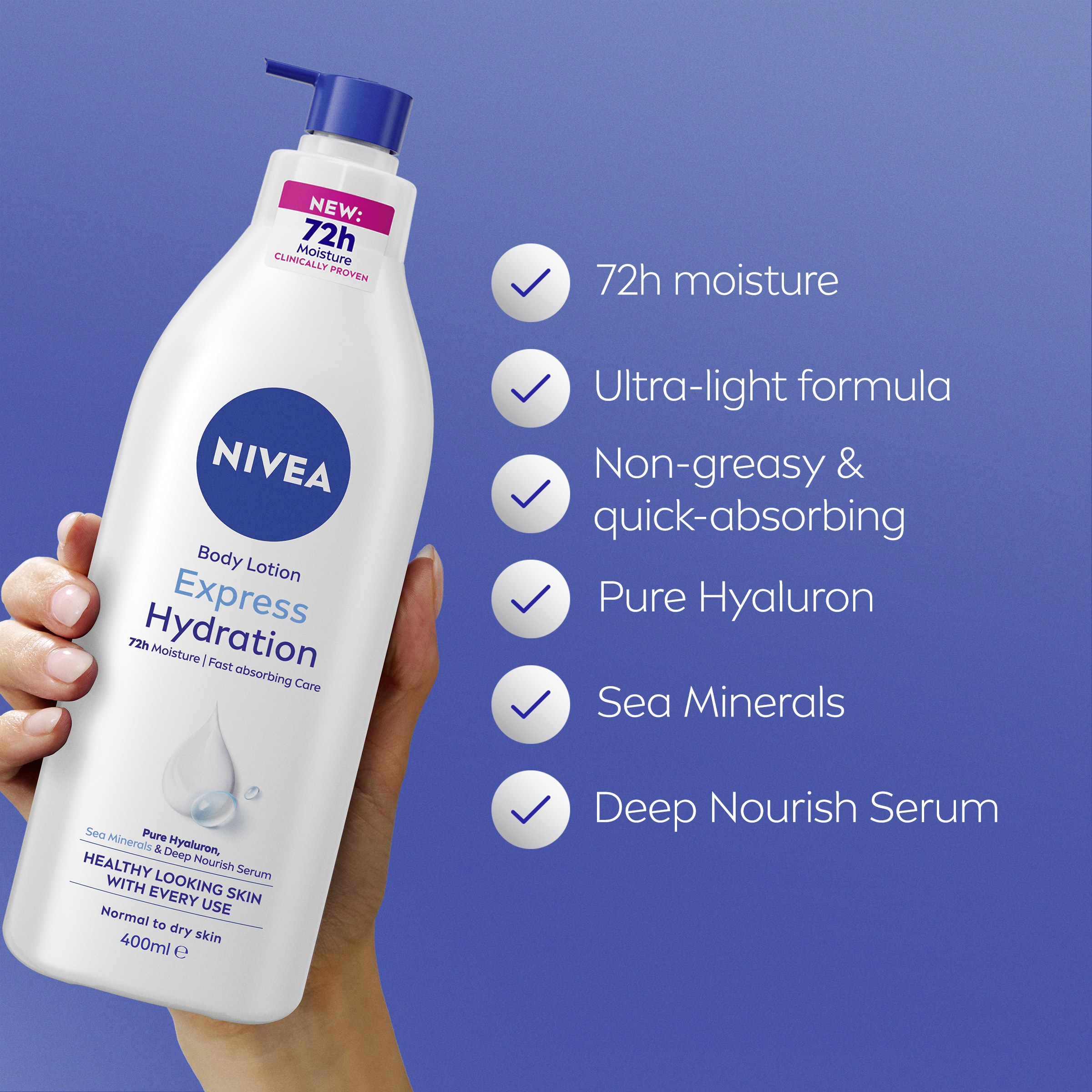 Nivea Express Hydration Body Lotion Pump 400ml - Image 6