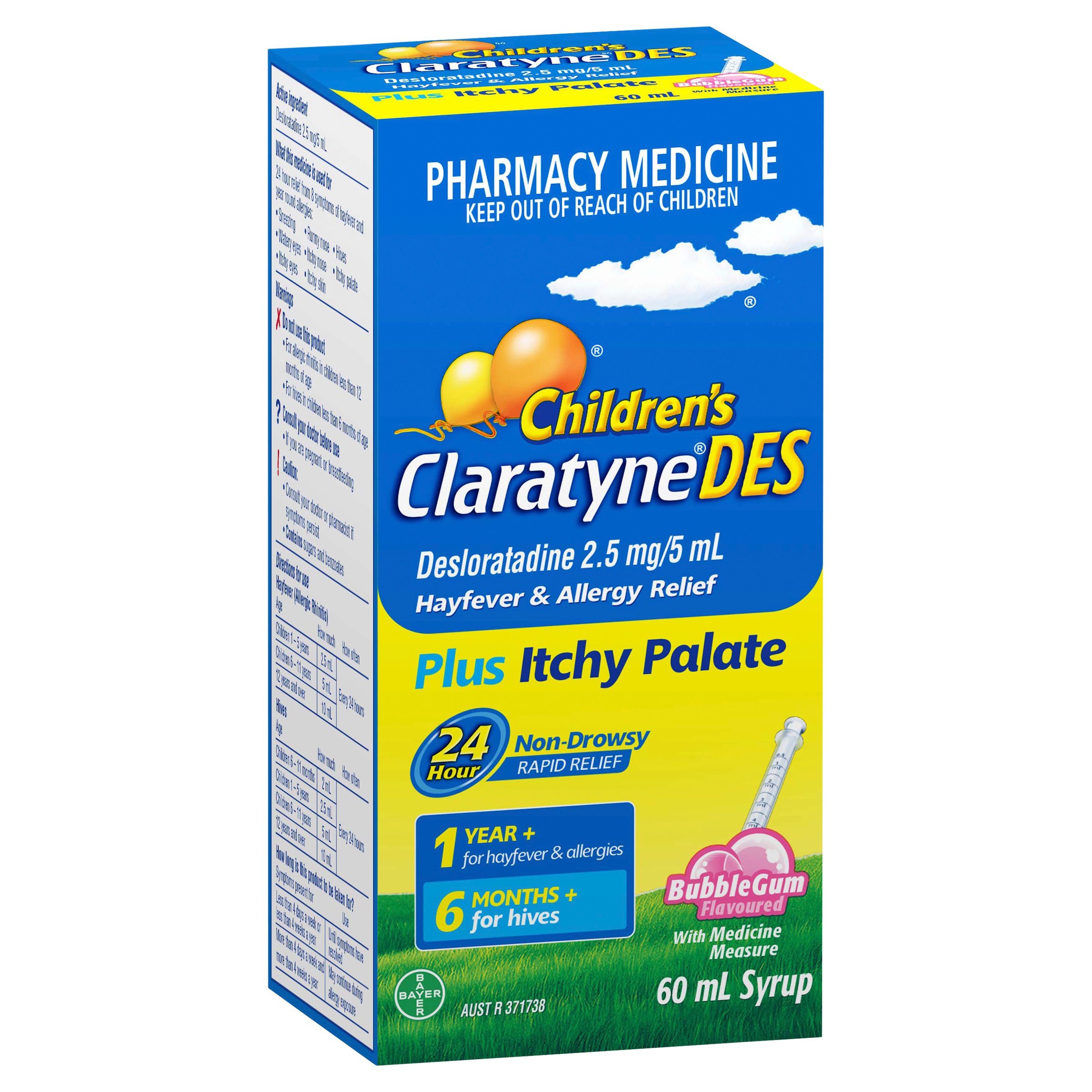 Claratyne Children's Desloratadine Hayfever & Allergy Relief 60ml Syrup - Image 1