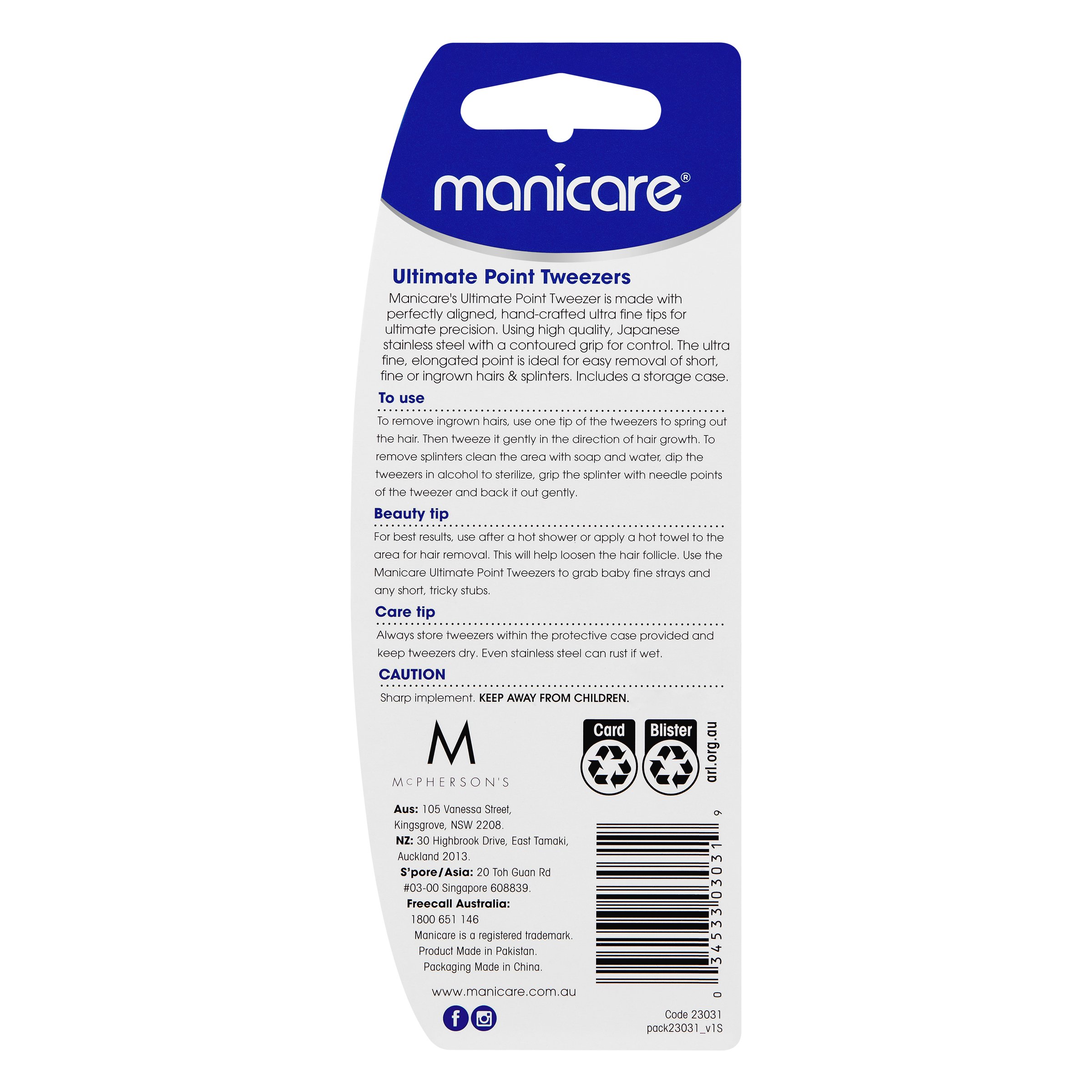 Manicare Ultra Point Tweezers 1 each - Image 2