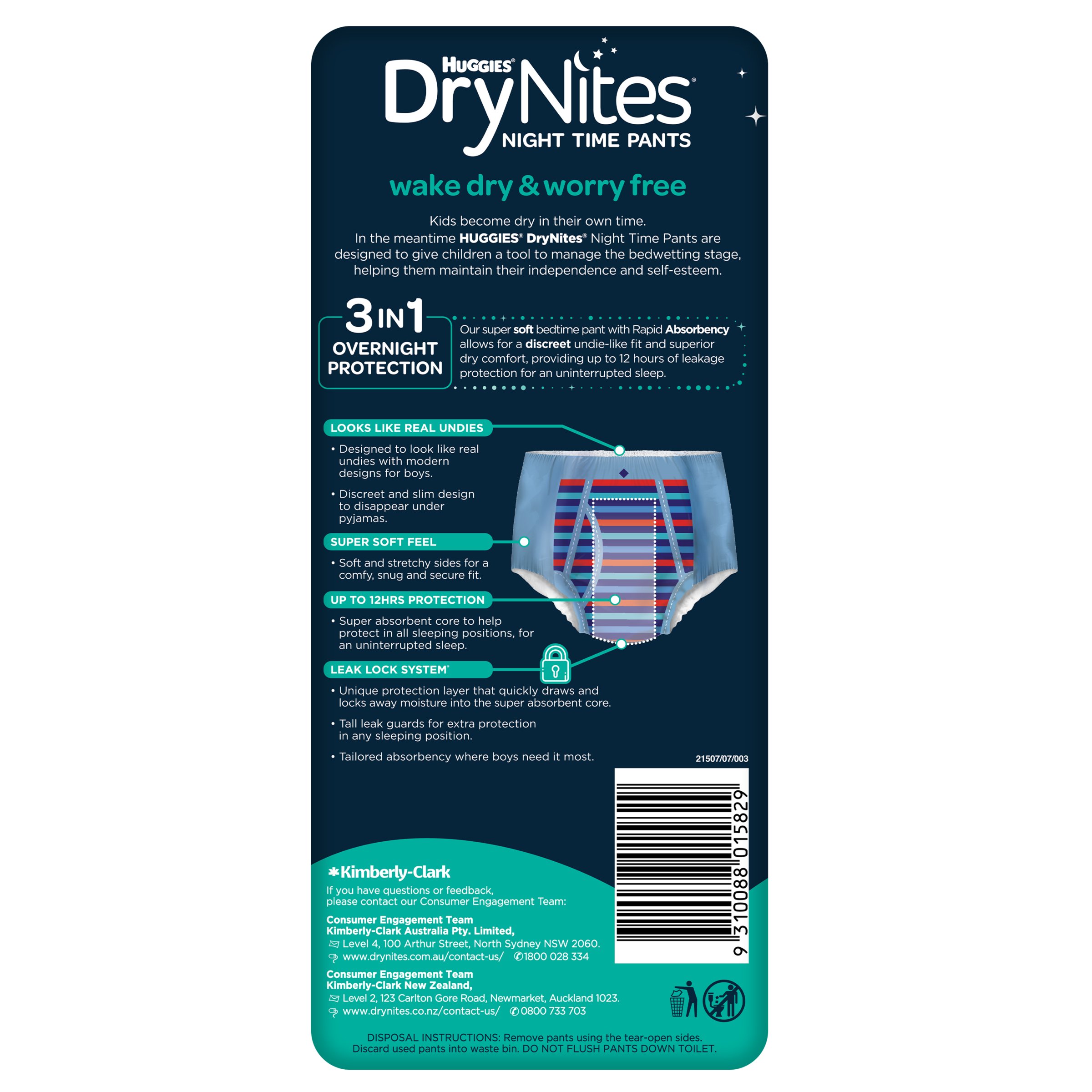 Huggies DryNites Size 5 Boy 8-15 Years 8 pack - Image 2