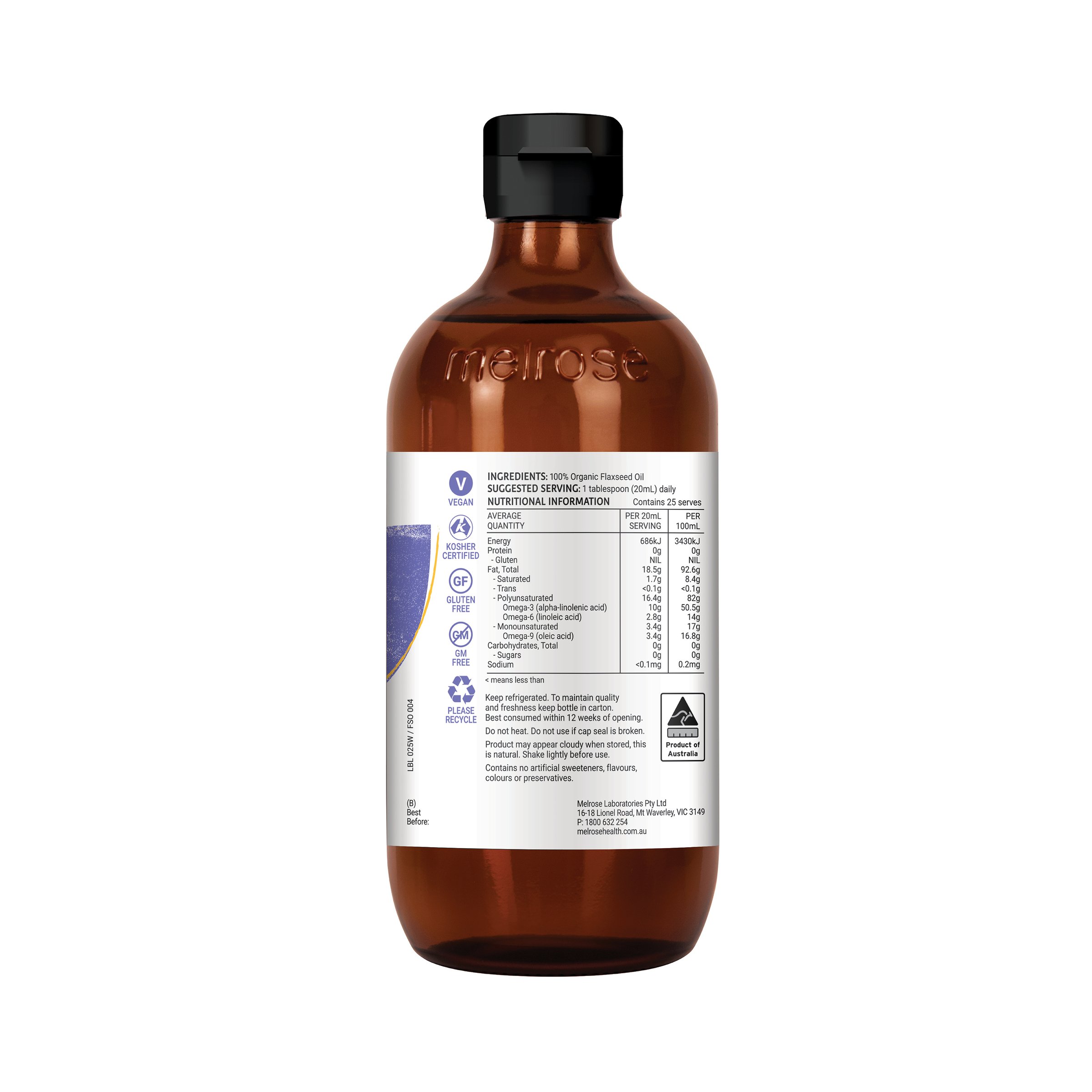 Melrose Organic Flaxseed Oil 500ml - Image 2