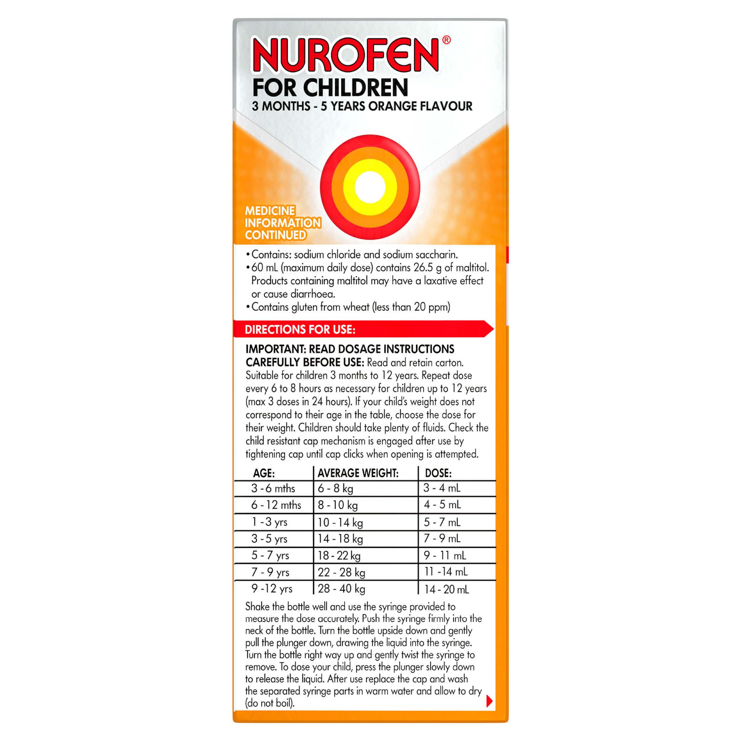 Nurofen for Children 3 Months to 5 Years Orange 200ml - Image 2