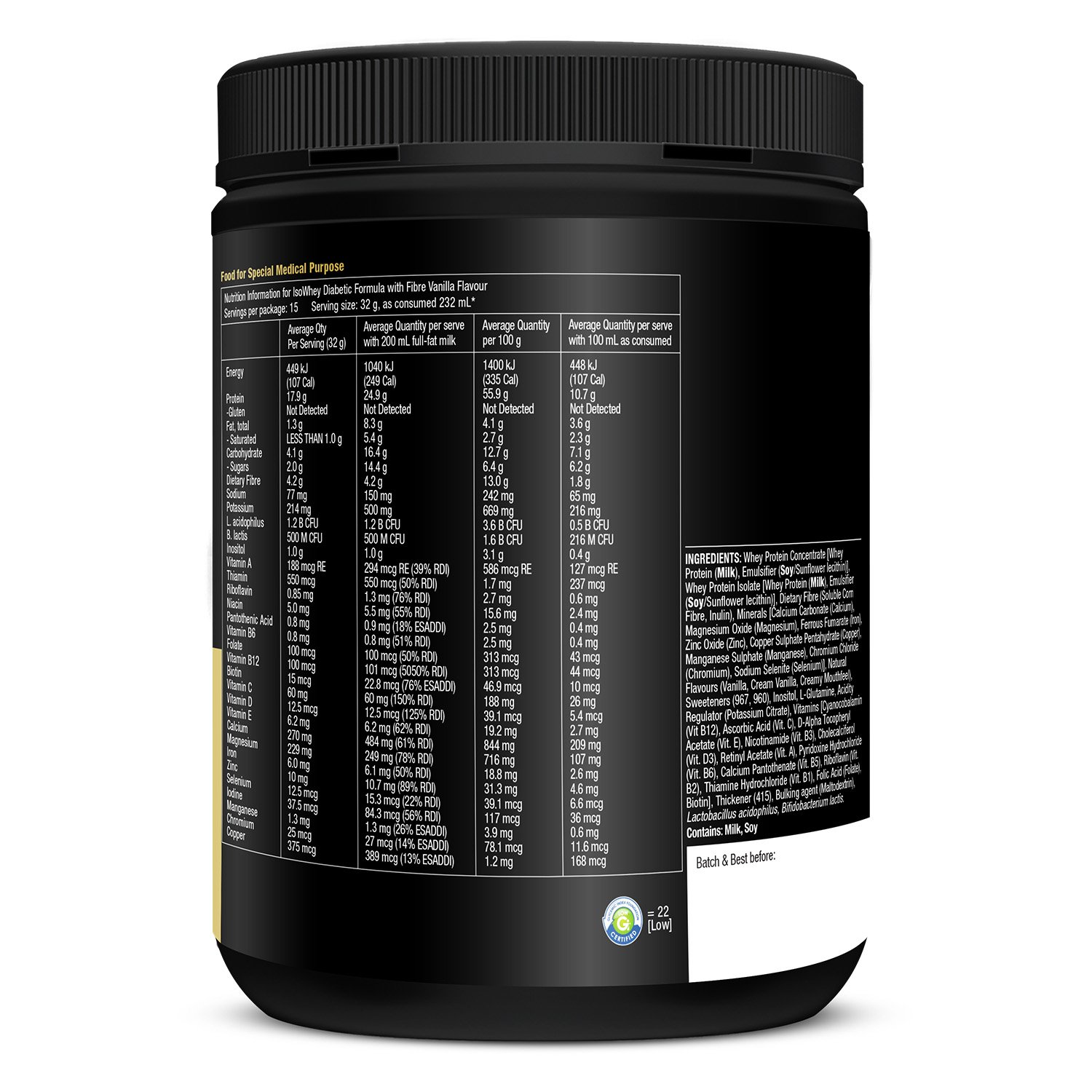 Isowhey GLP-1 Support Diabetic Formula With Fibre Vanilla 480g - Image 3