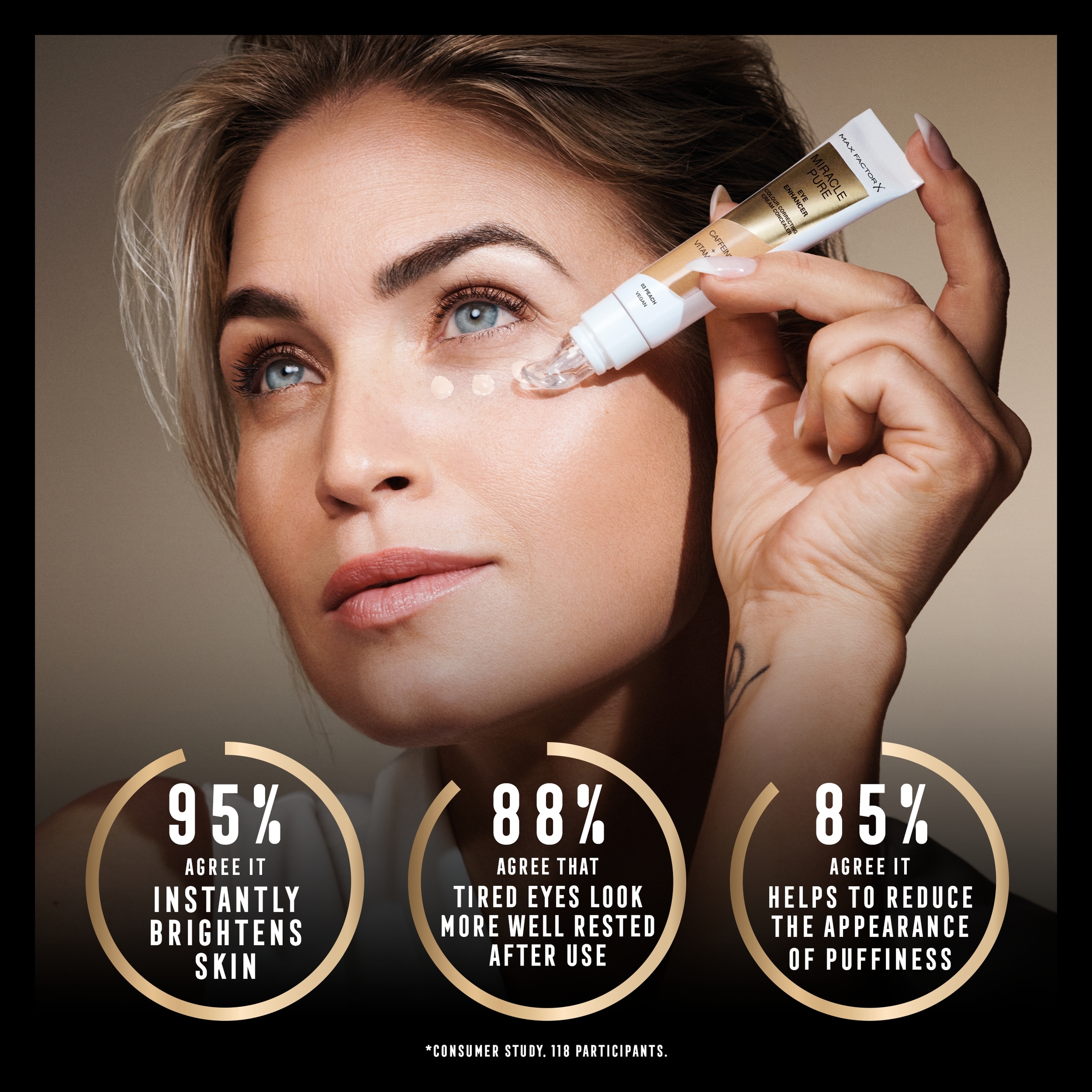 Max Factor Miracle Pure Eye Enhancer Colour Correcting Concealer 01 Rose 10ml - Image 2
