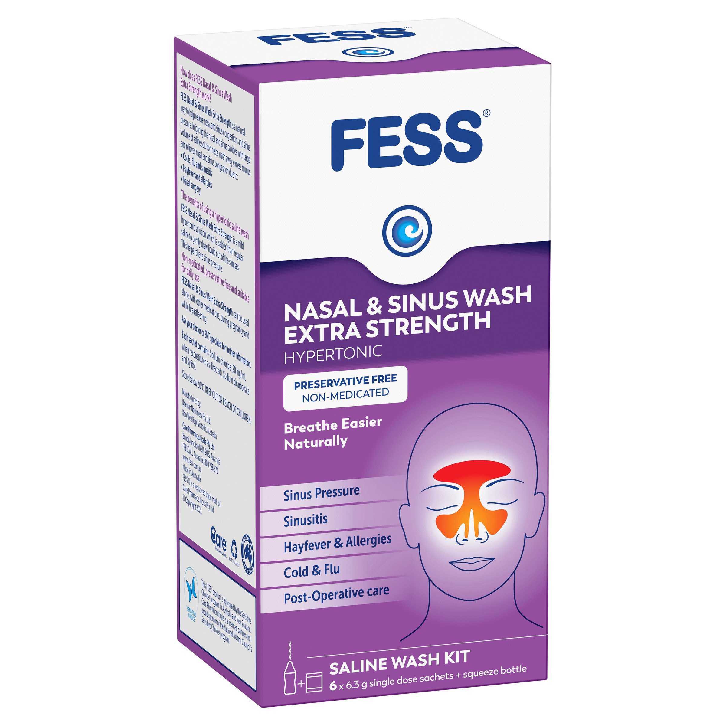 Fess Nasal & Sinus Wash Kit With 6 Extra Strength Refill Sachets 1 kit - Image 15