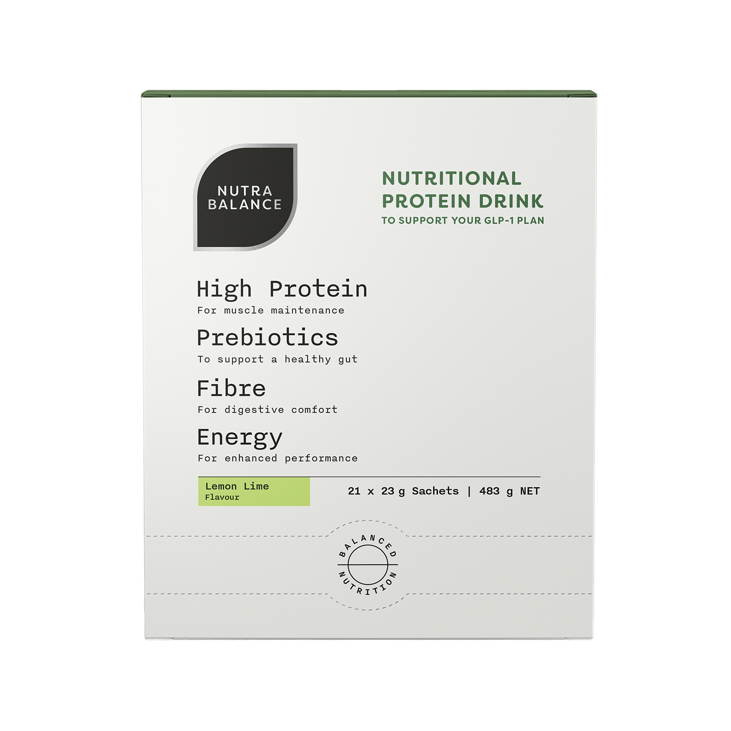 Nutrabalance Nutritional Protein Drink Lemon Lime 483g - 21 pack - Image 1