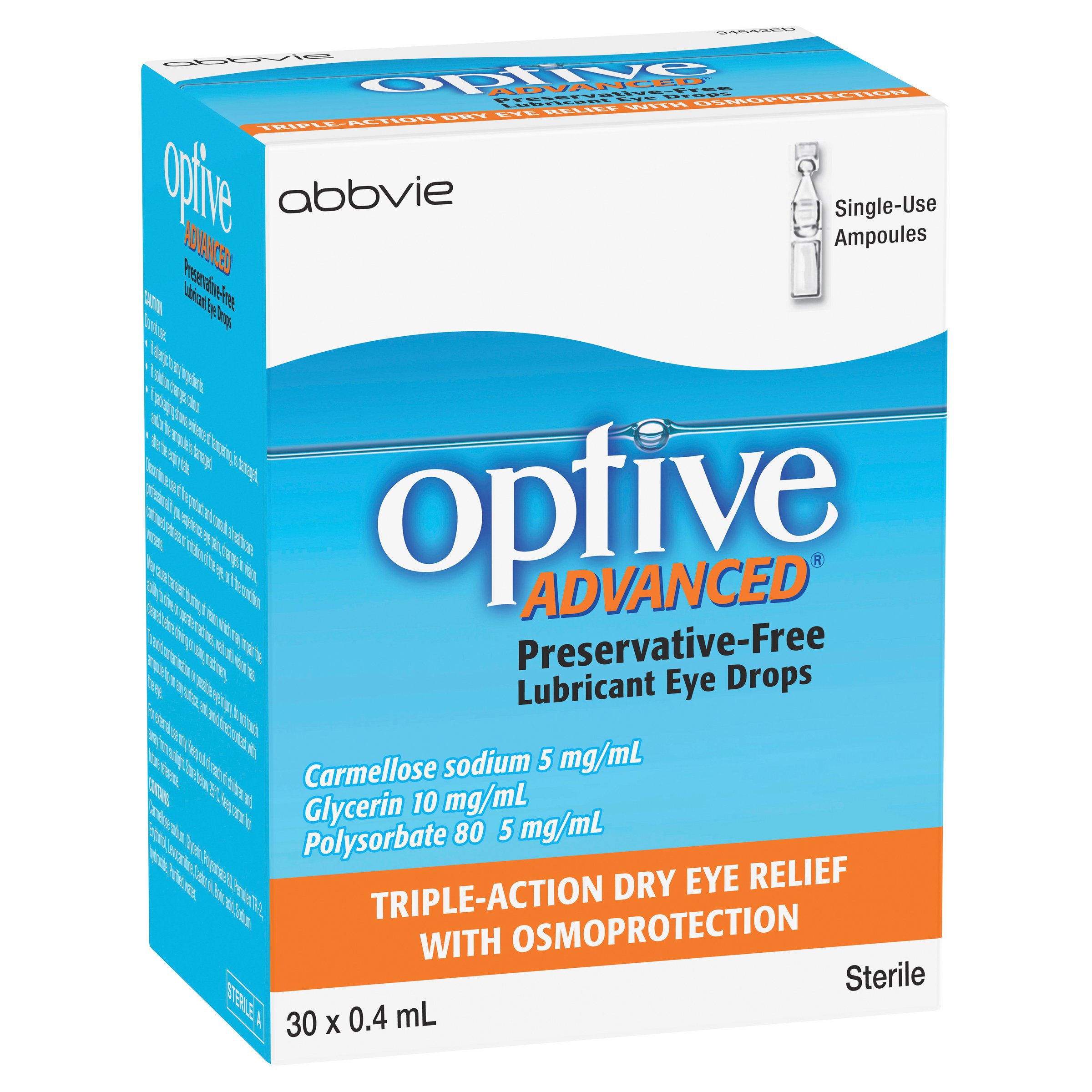 Optive Advanced Lubricant Eye Drops 0.4ml x 30 vials - Image 8
