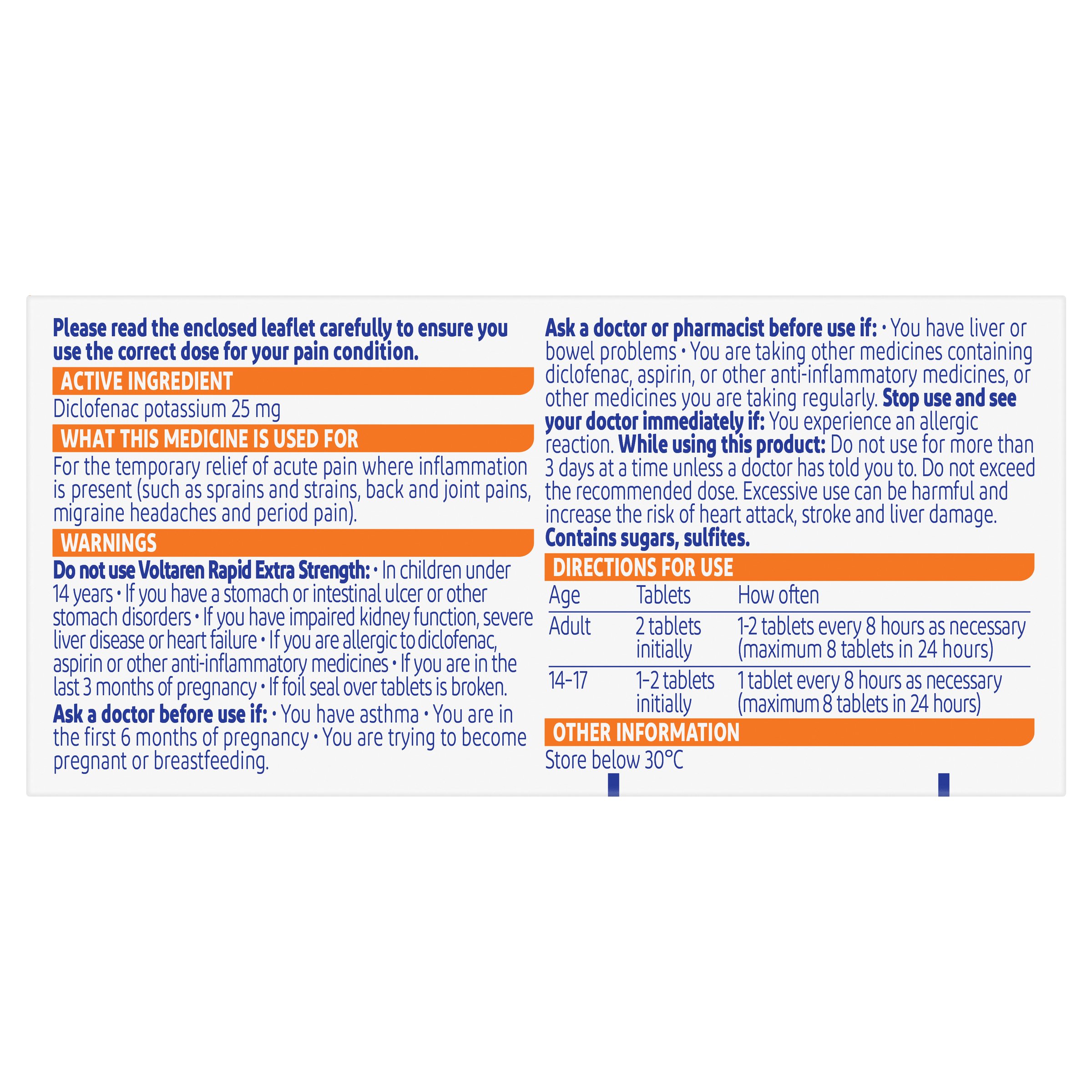Voltaren Rapid 25mg Acute Muscle And Back Pain Relief 20 tablets - Image 2