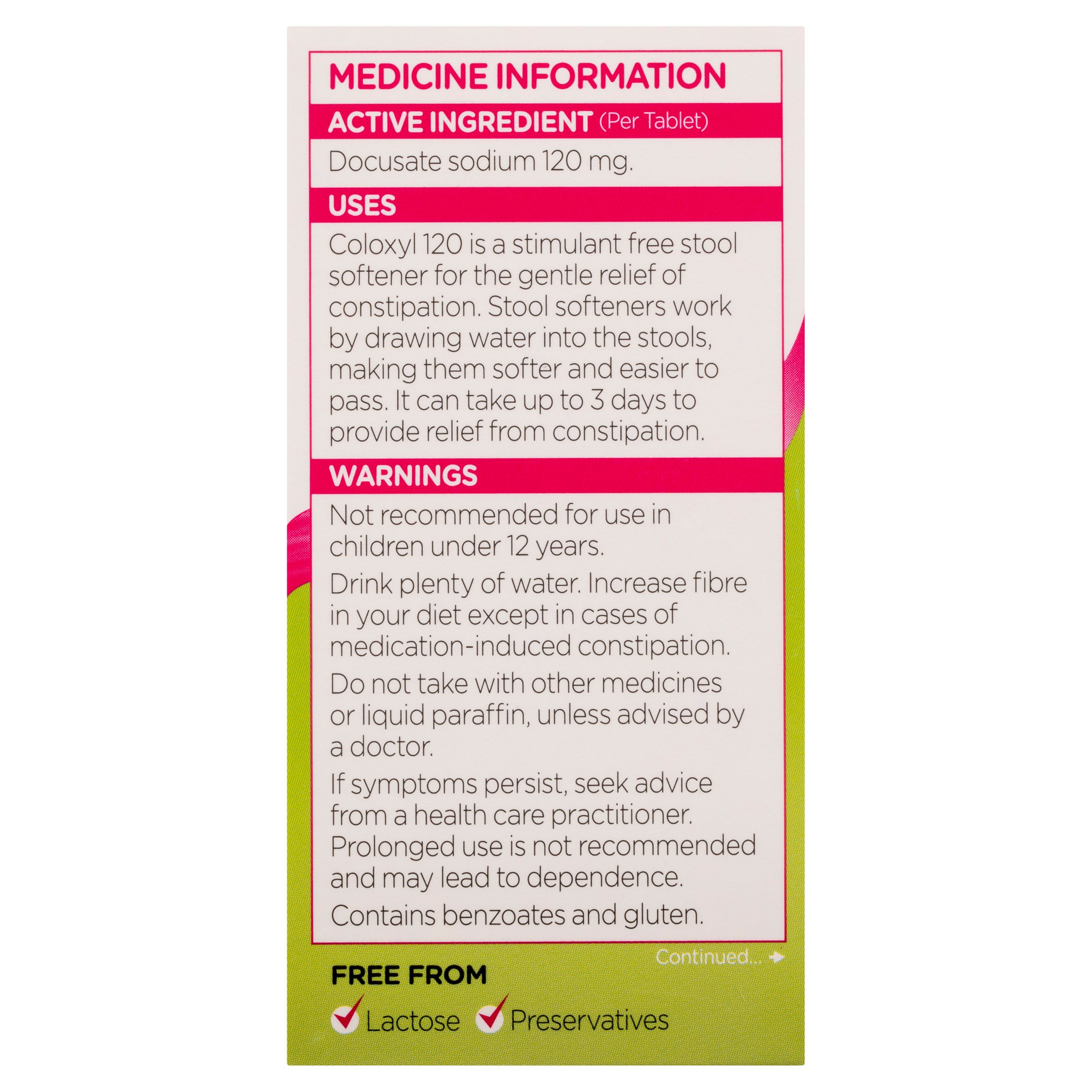 Coloxyl 120mg - 100 tablets - Image 4