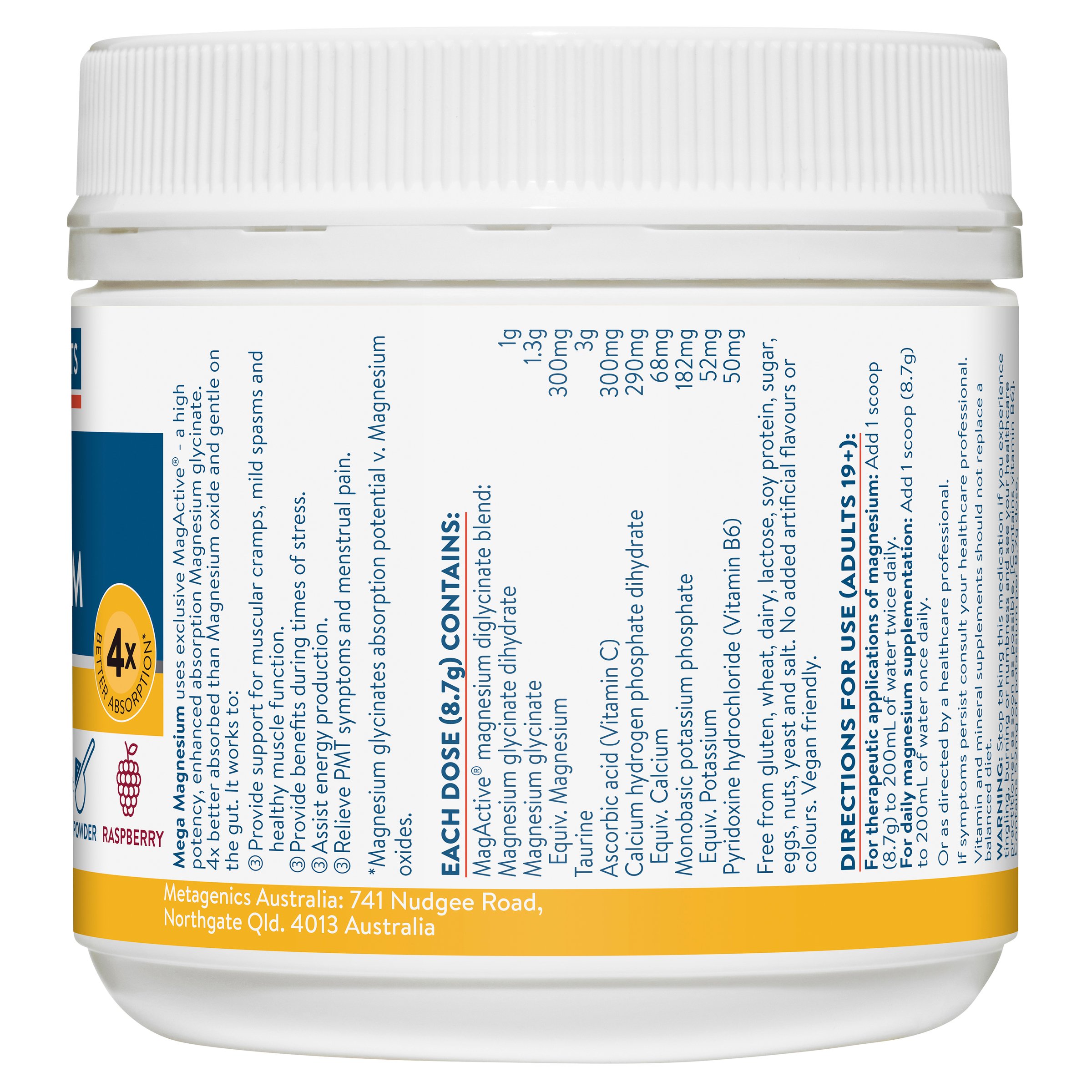 Ethical Nutrients Mega Magnesium Powder Raspberry 200g - Image 2