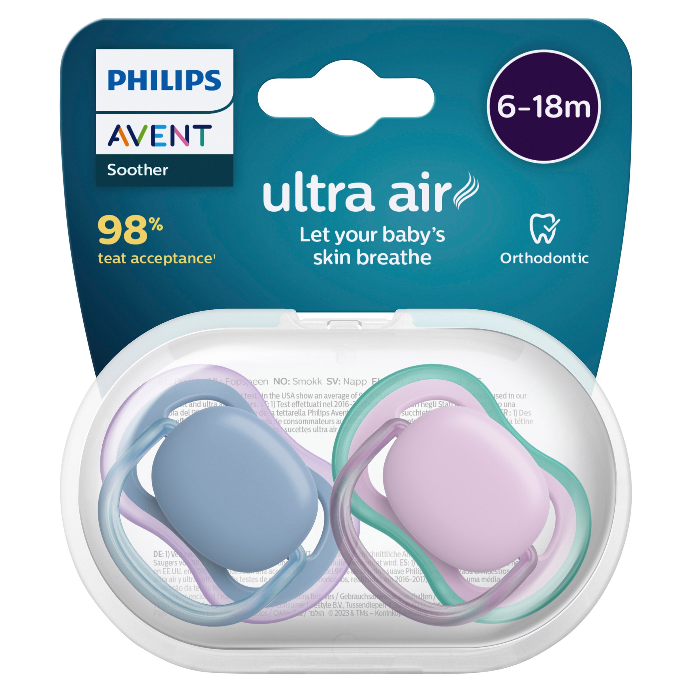 Avent Ultra Air Soother 6-18 Months Plain 2 pack - Image 1