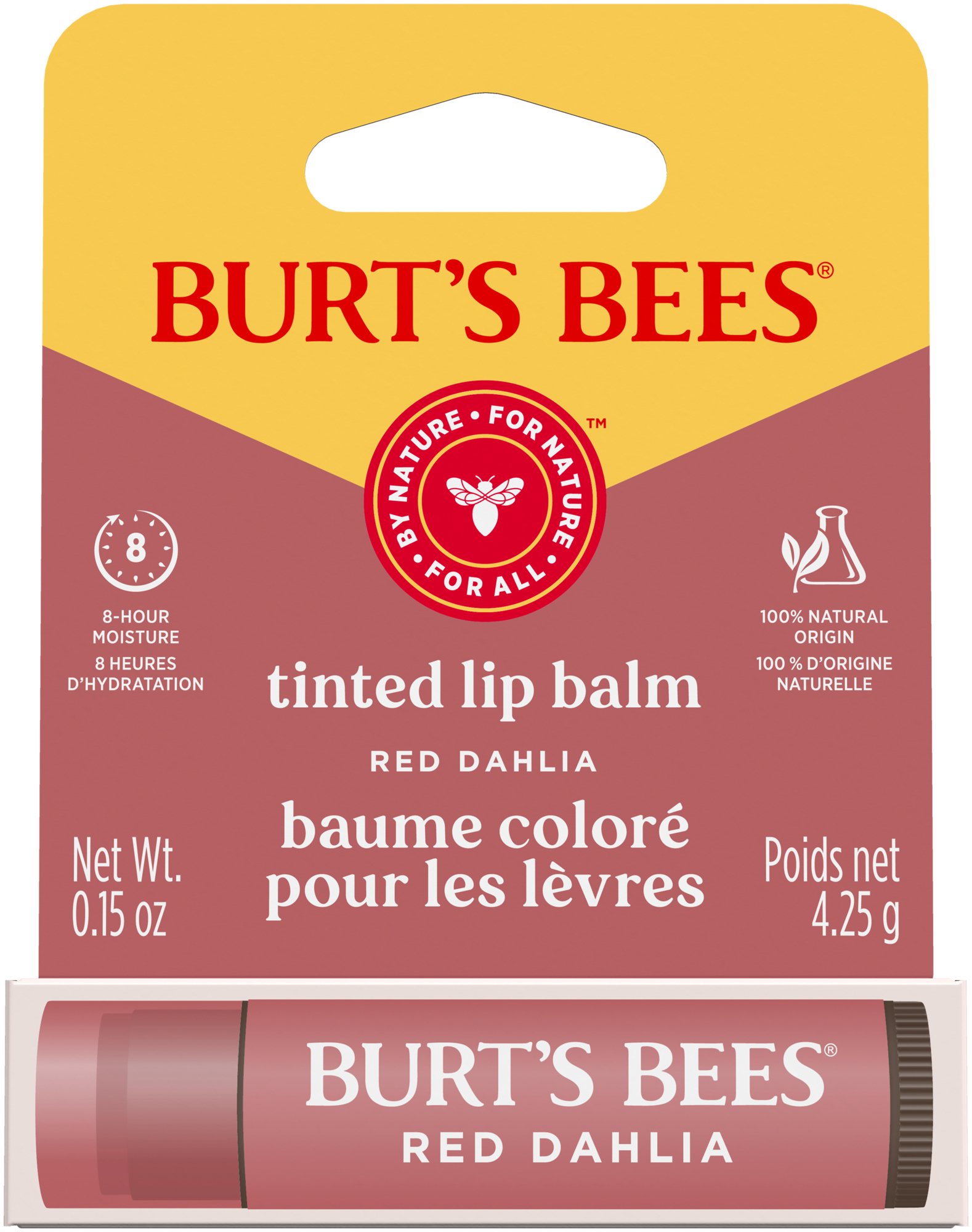 Burt's Bees Lip Balm Tinted Red Dahlia Carded 4.25g - Image 1
