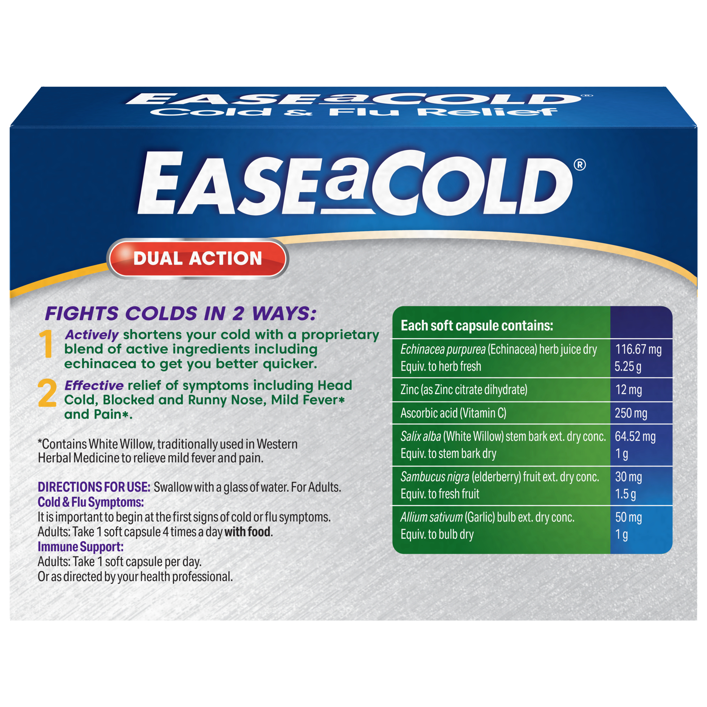 Ease-A-Cold Cold & Flu Relief 18 capsules - Image 2