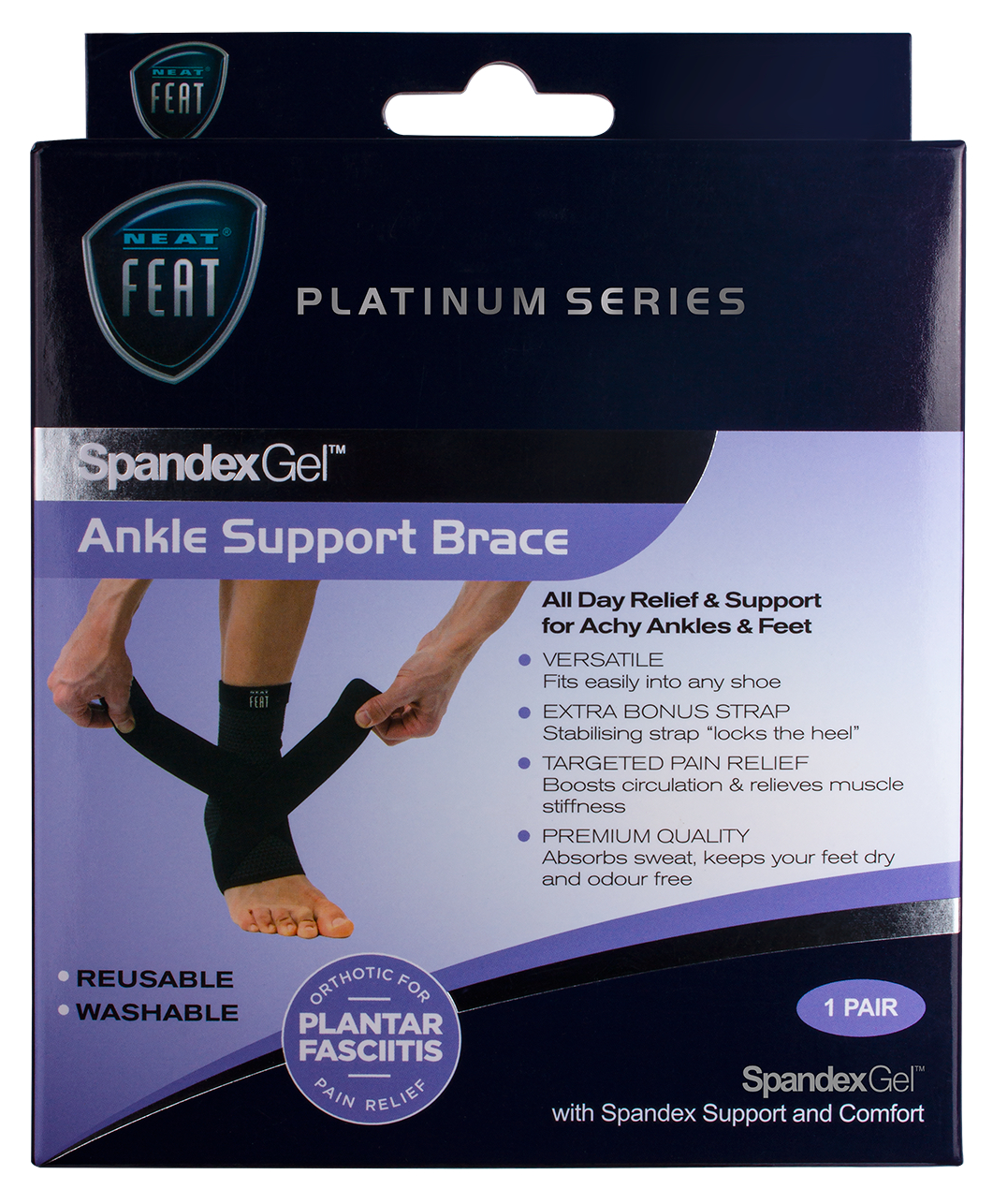 Neat Feat Spandex Gel Ankle Support Brace Medium 1 each