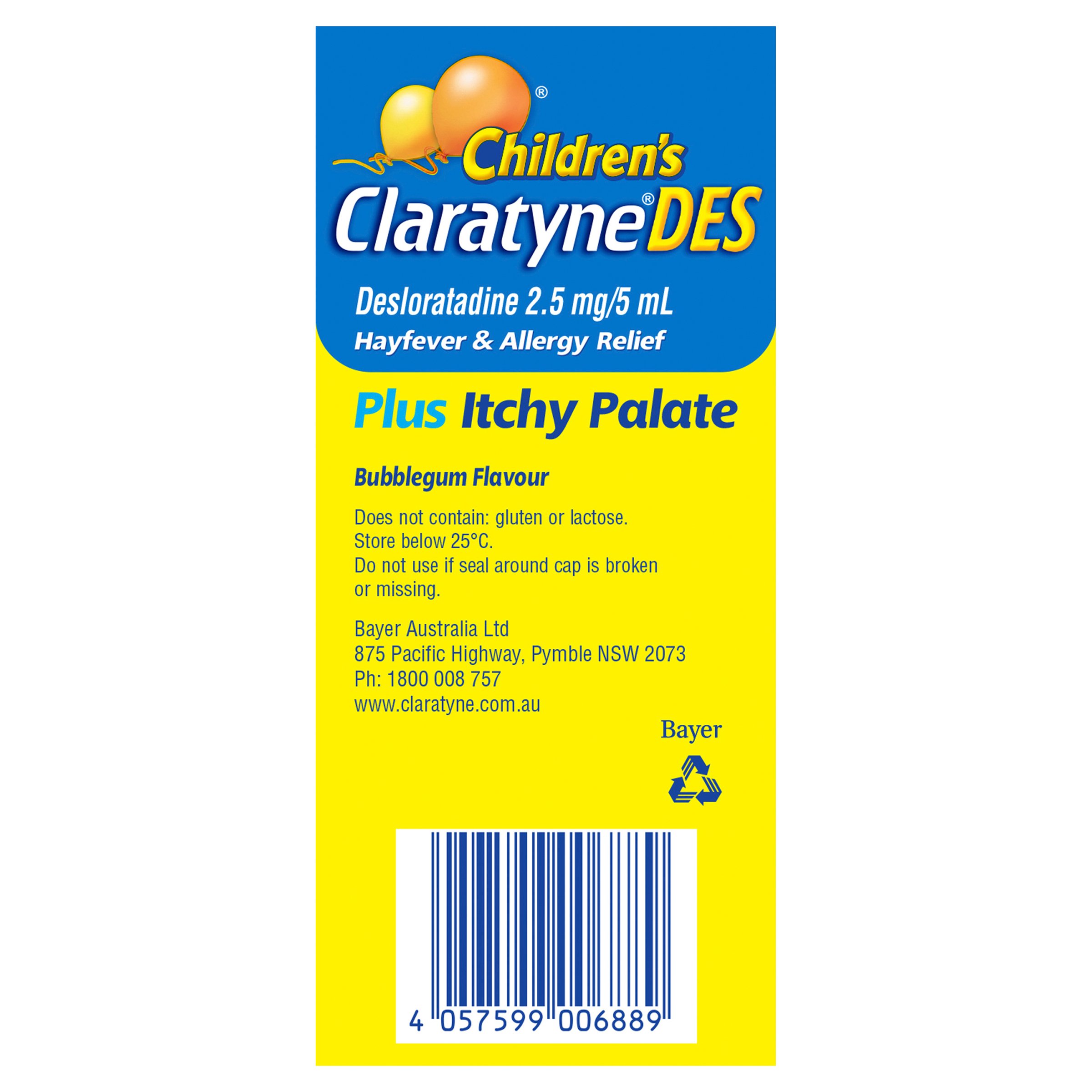 Claratyne Children's Desloratadine Hayfever & Allergy Relief 60ml Syrup - Image 3