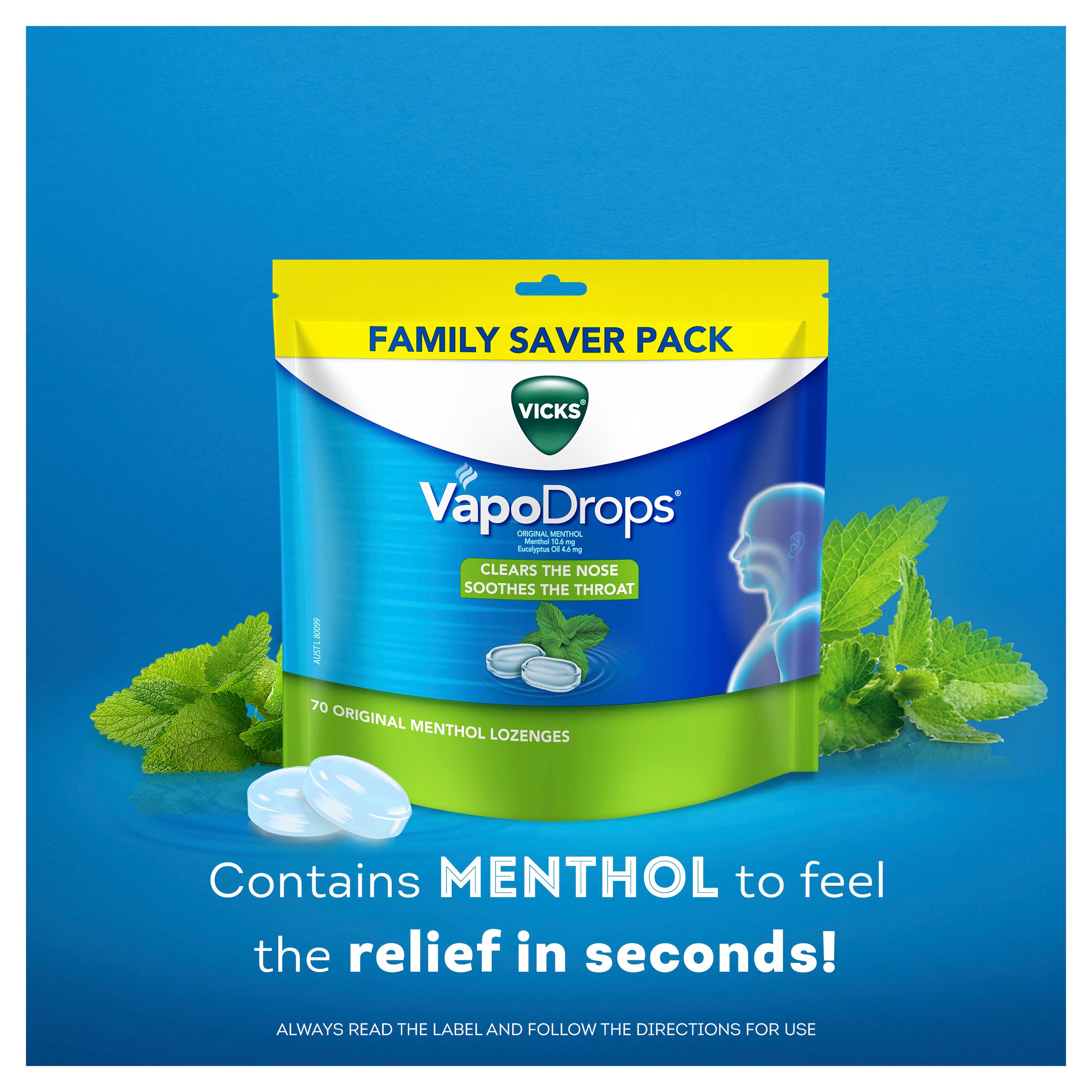 Vicks VapoDrops Original Menthol 70 pack - Image 6