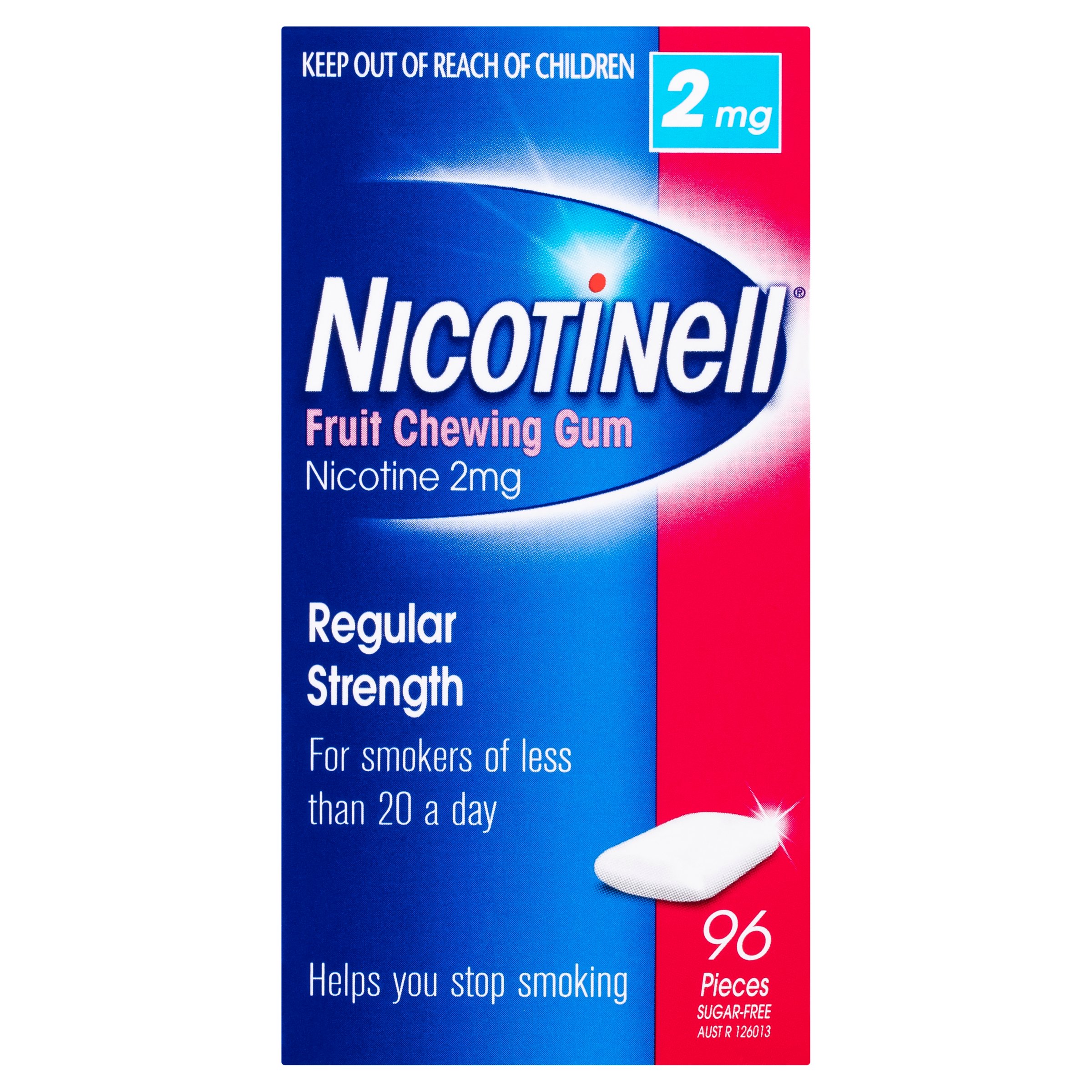 Nicotinell Fruit Nicotine Chewing Gum 2mg Regular Strength 96 pieces - Image 1