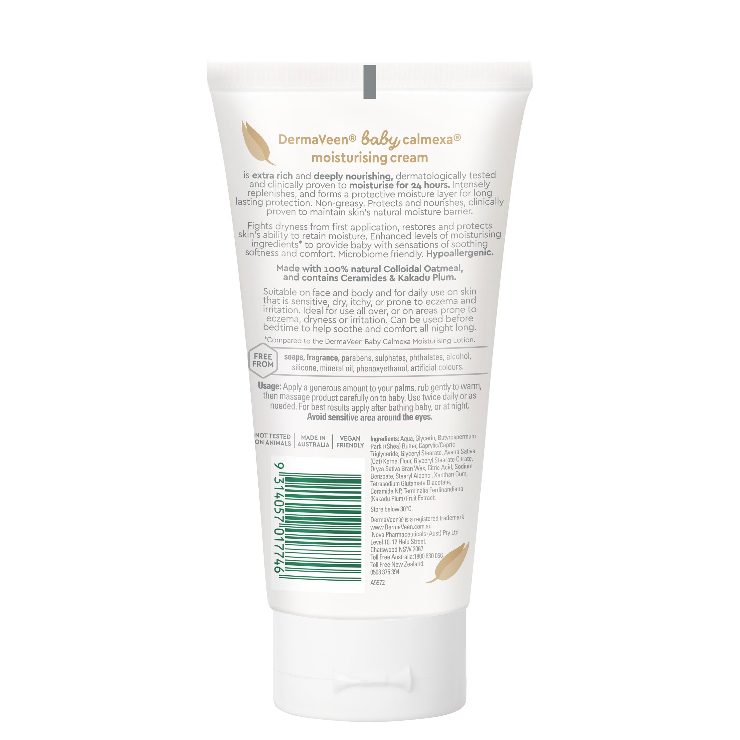 DermaVeen Baby Calmexa Extra Rich Moisturising Cream 150g - Image 2
