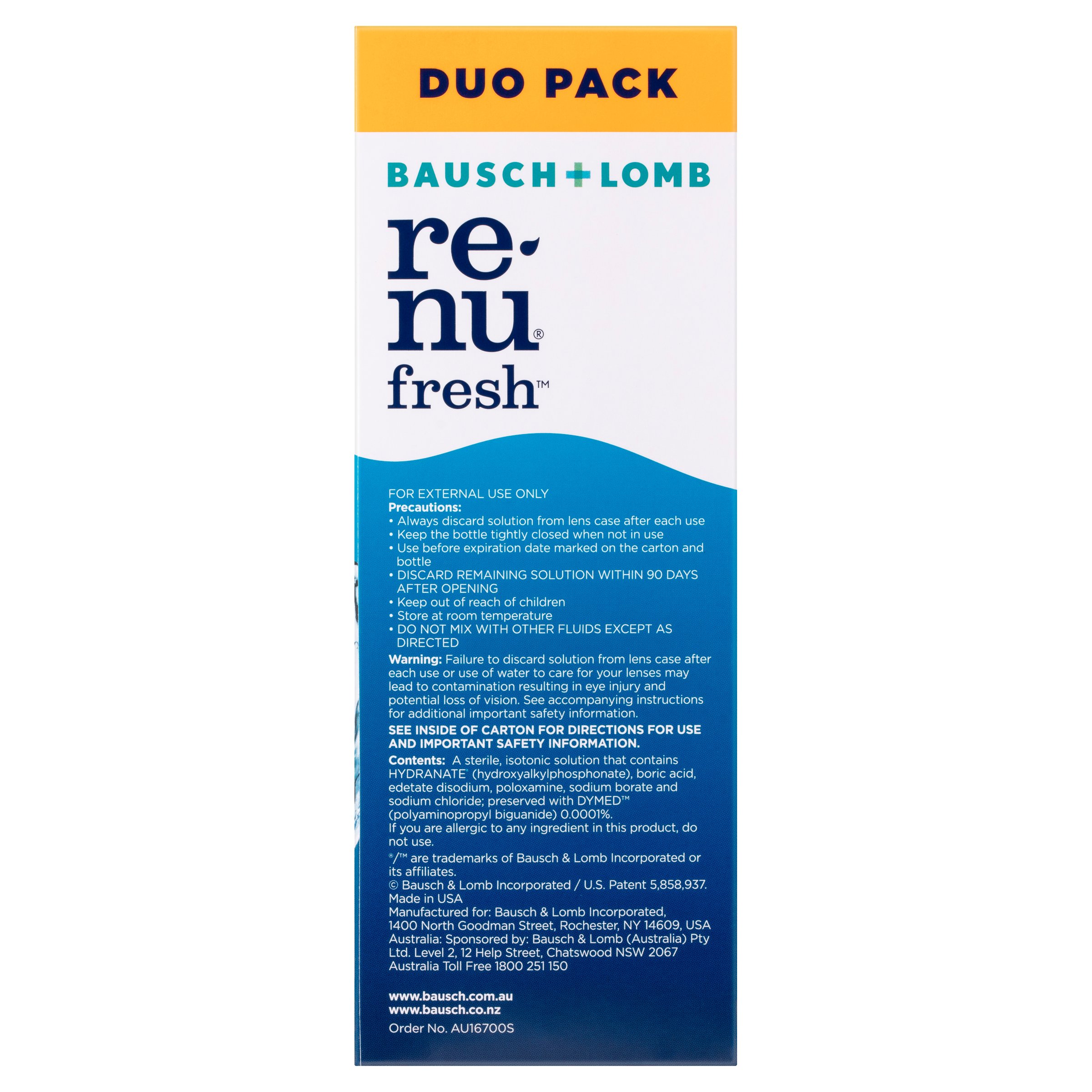 Bausch & Lomb Renu Fresh Multi-Purpose Solution Duo Pack (355ml+120ml) 475ml - Image 3