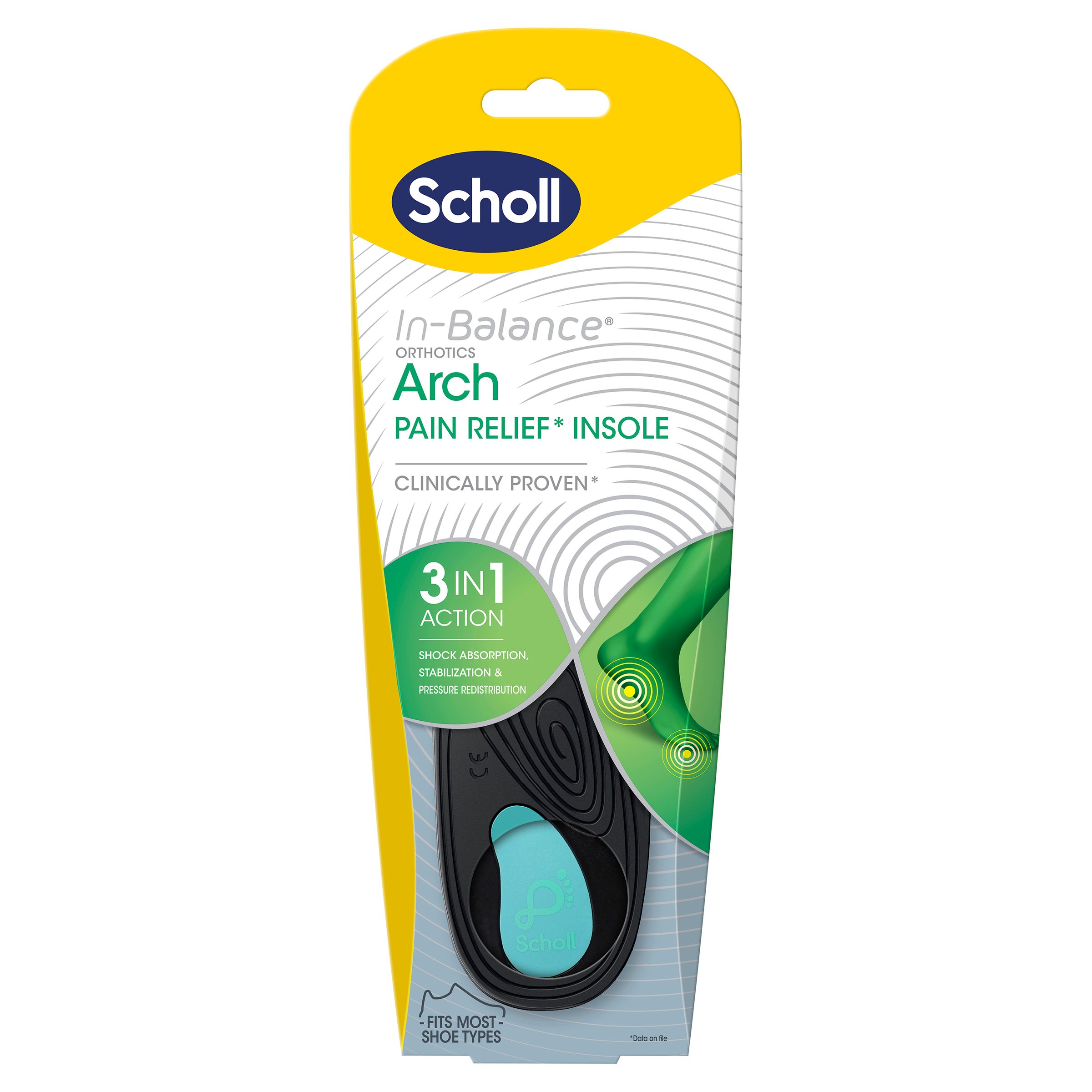 Scholl In-Balance Ball Of Foot & Arch Orthotic Insole Large 1 pair - Image 1