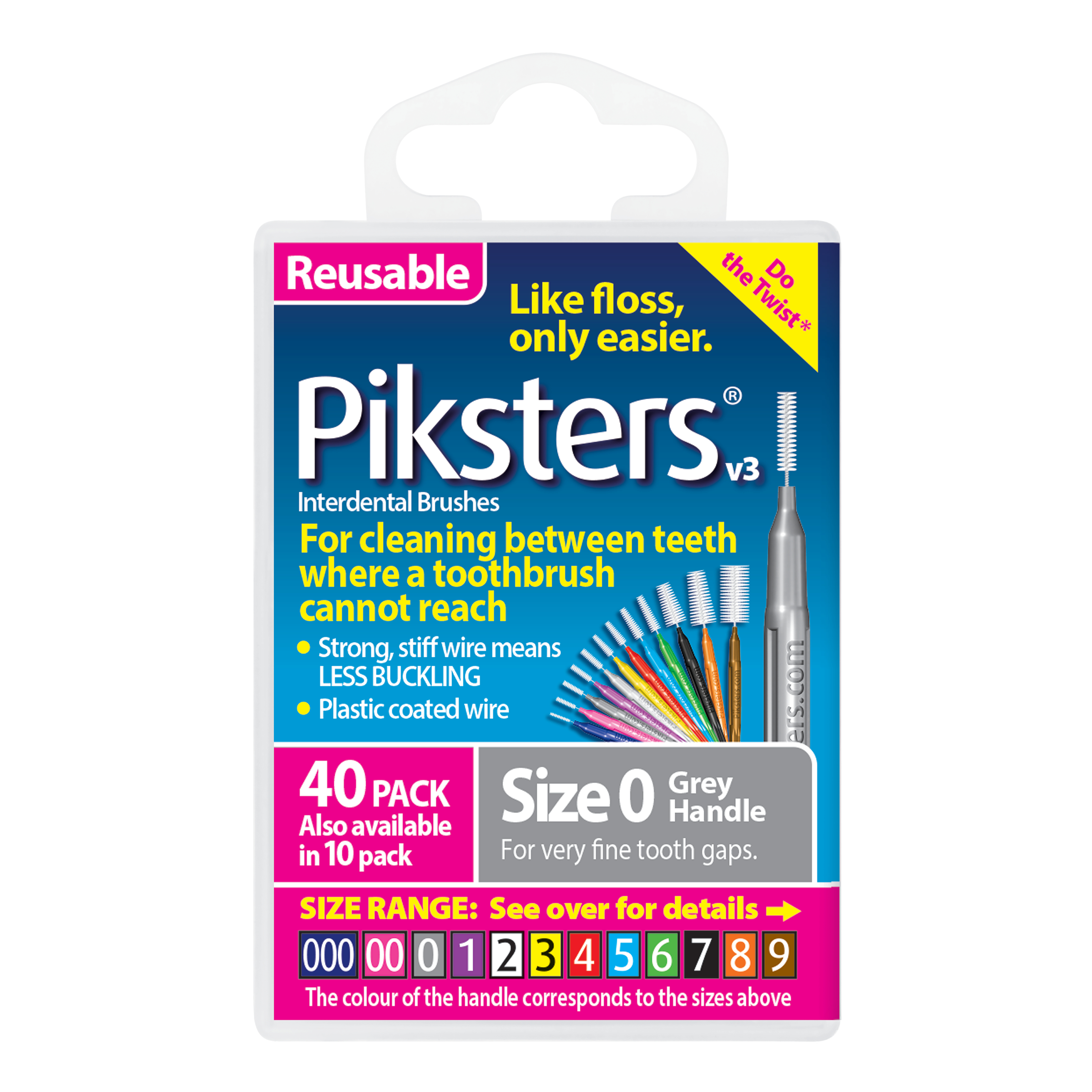 Piksters Interdental Brush Size 0 Grey 40 pack - Image 1