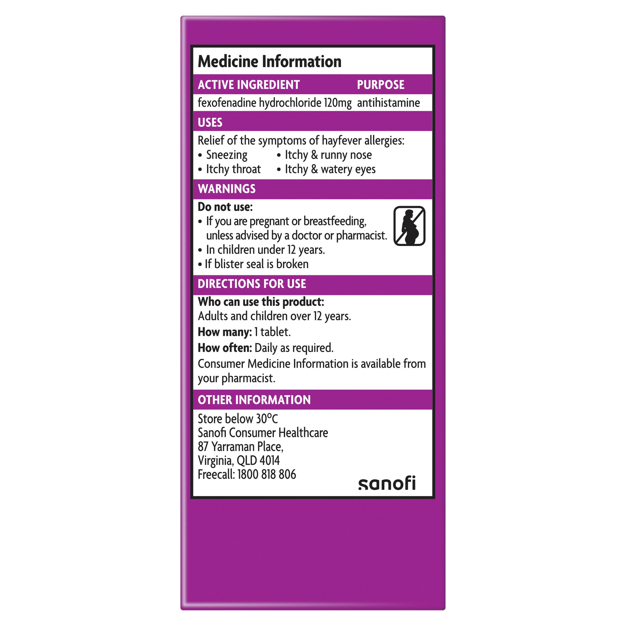 Telfast 120mg - 30 tablets - Image 2