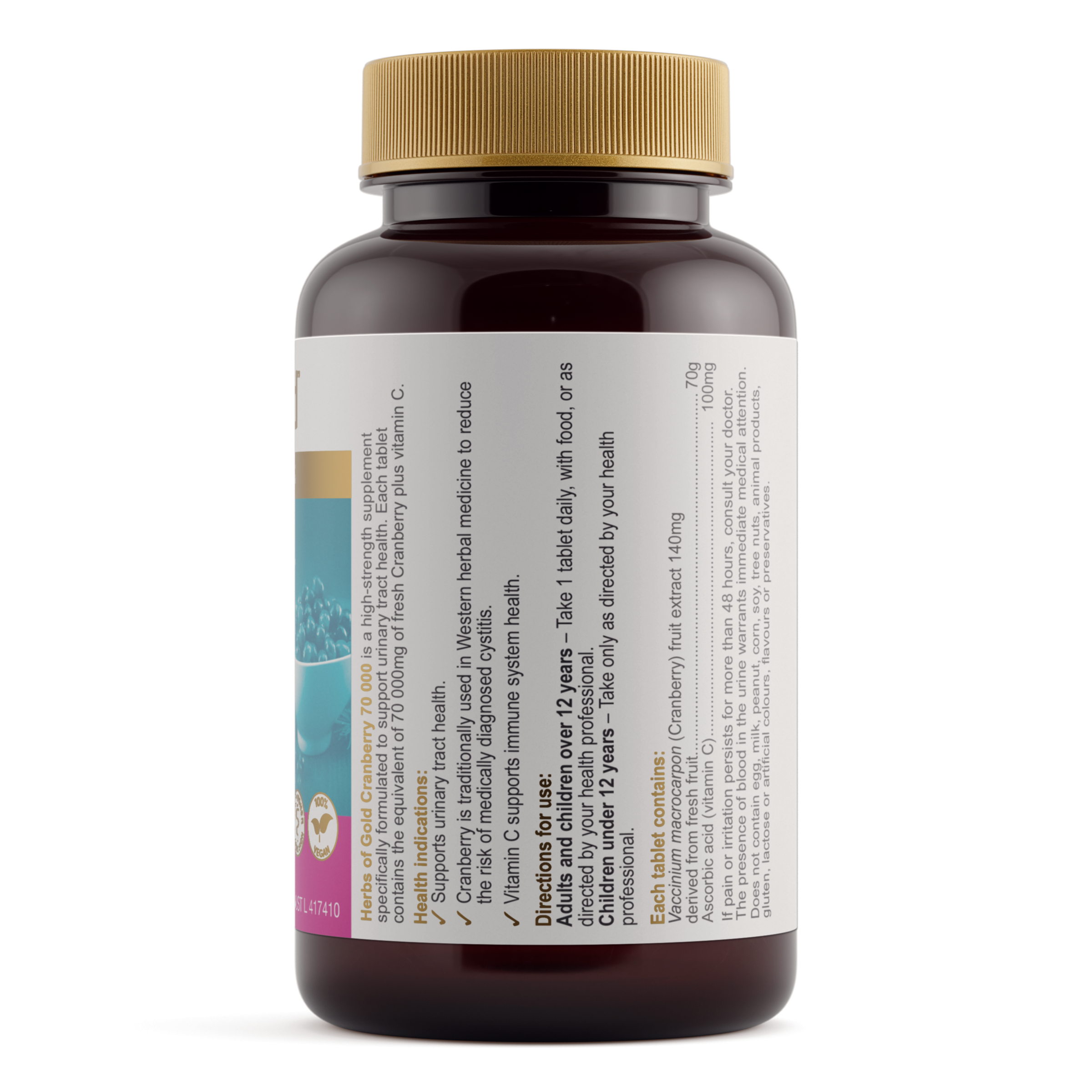 Herbs of Gold Cranberry 70000 - 50 tablets - Image 2